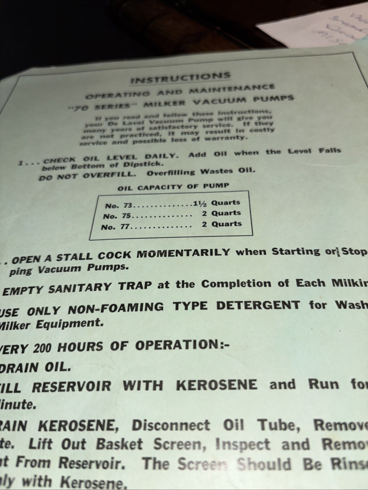 1957 The De Laval Separator Company”70 Series” Miller Vacuum Pumps Manual Pump