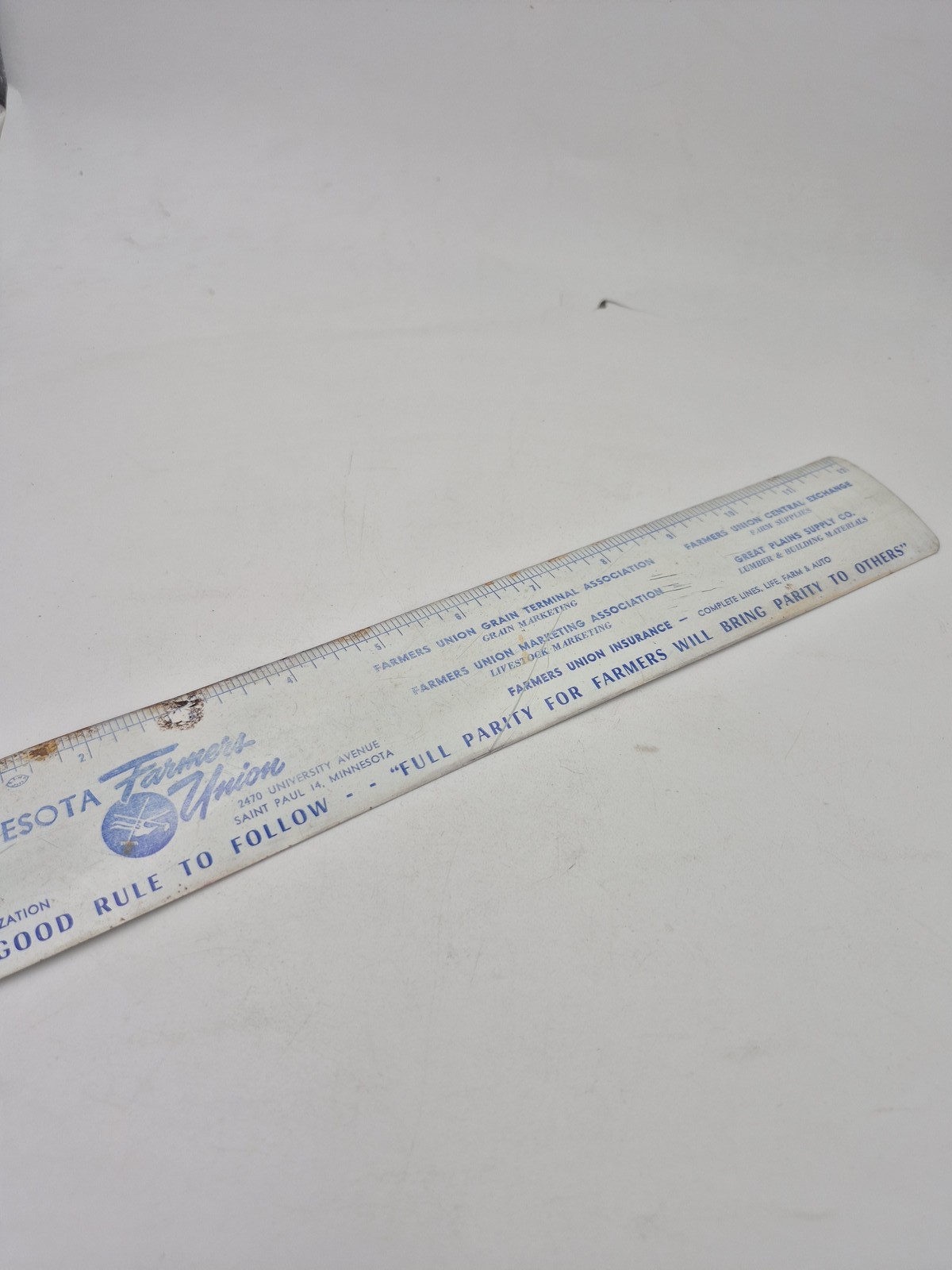 Vintage Minnesota Farmers Union Metal Ruler Advertising « Full Parity »