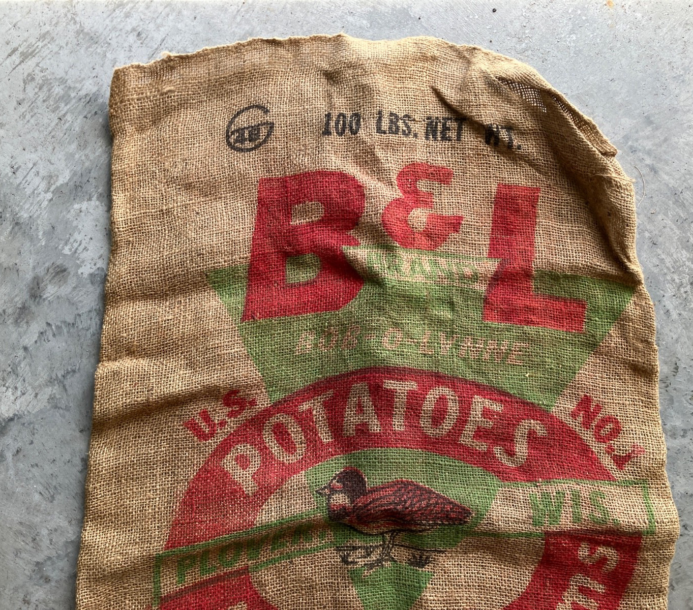 Vintage-B & L Potatoes-Altenburg Farms-Plover , Wis-Potato Sack – Burlap