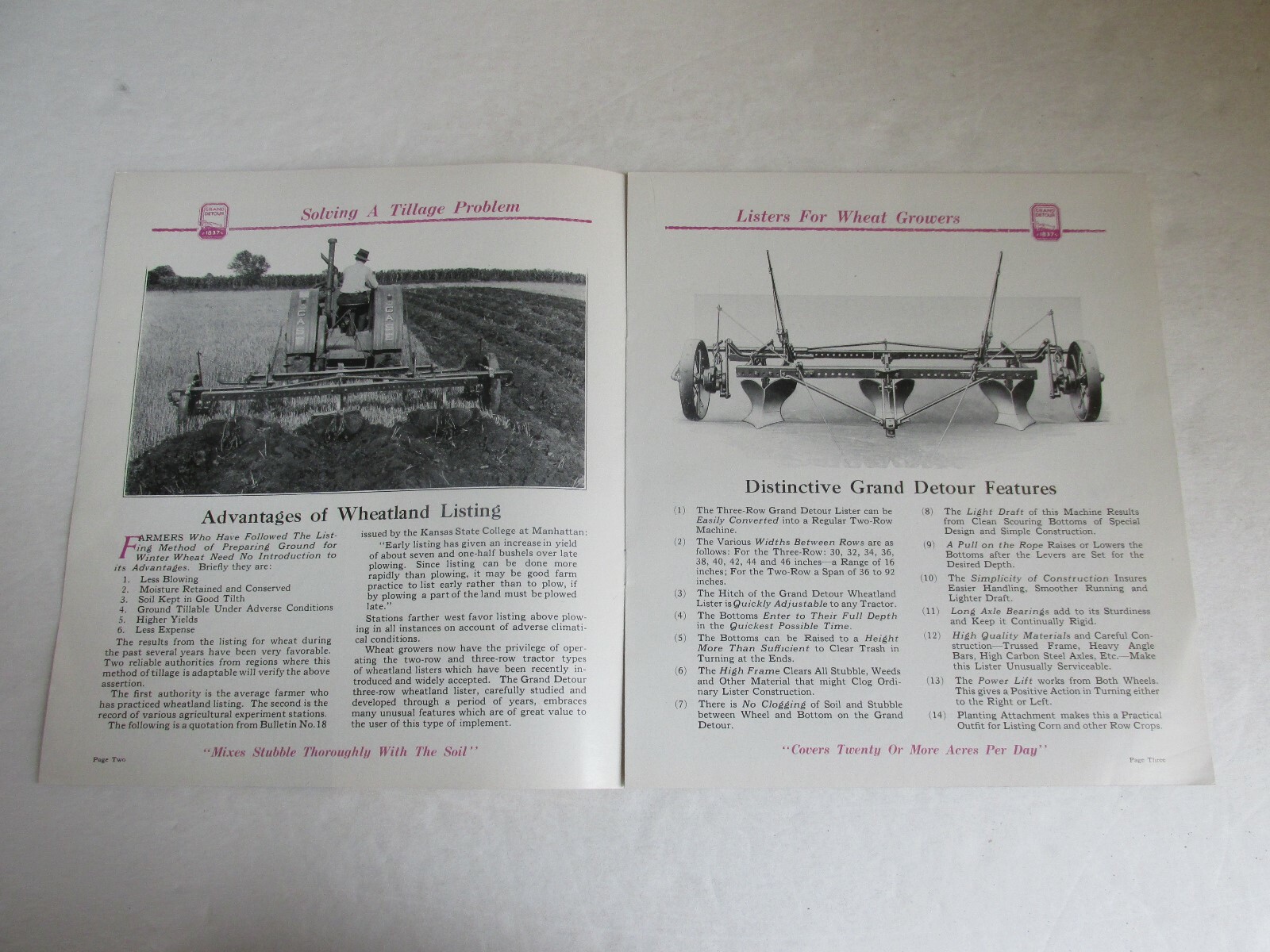 MBF75 Brochure JI Case Grand Detour Wheatland Listers sales literature