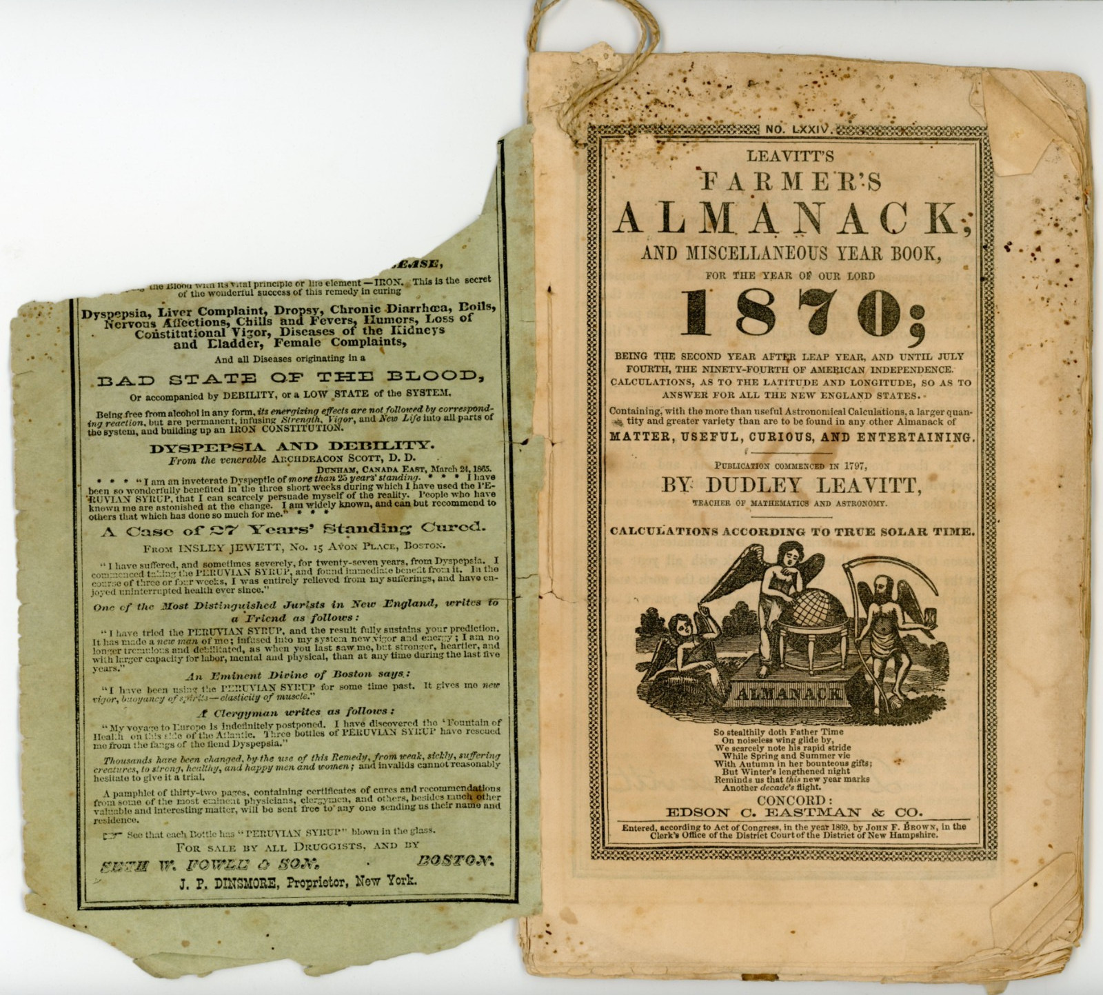 1870 Leavitt&rsquo;s Farmer&rsquo;s Almanack Lee & Shepard