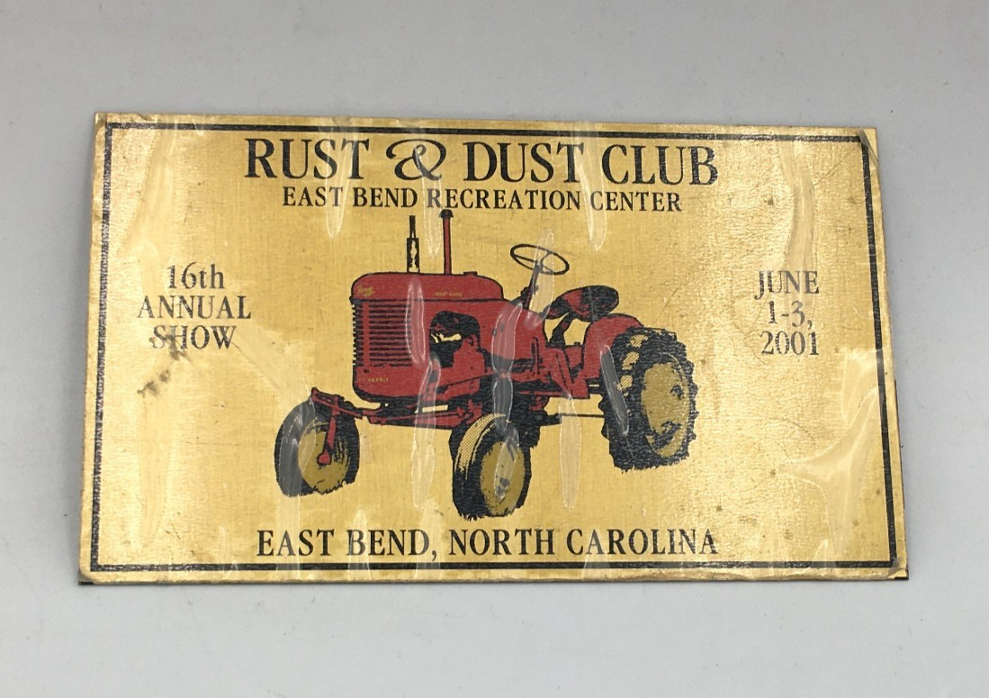 2001 RUST & DENT CLUB 16th ANNUAL SHOW TRACTOR SHOW BRASS 5×3 PLATE PLAQUE SIGN