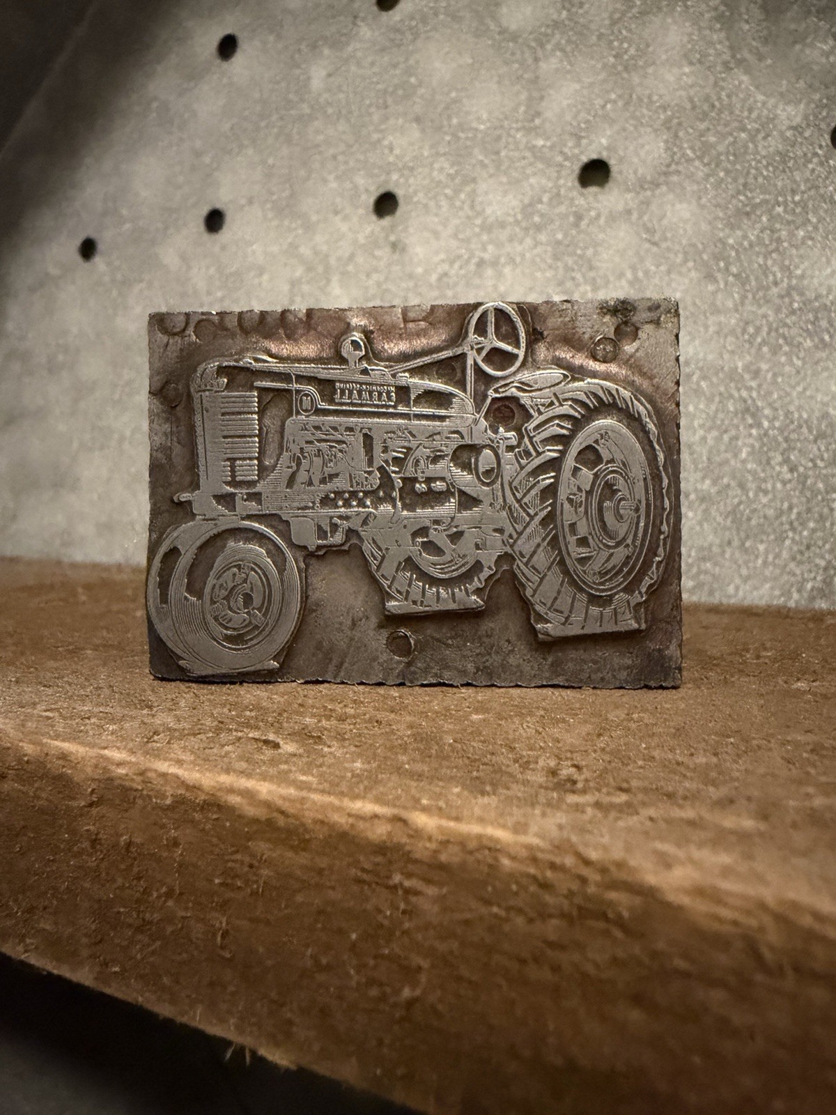 VINTAGE Typeset Printer Press Block Farmall Tractor Farming Ad Advertisement