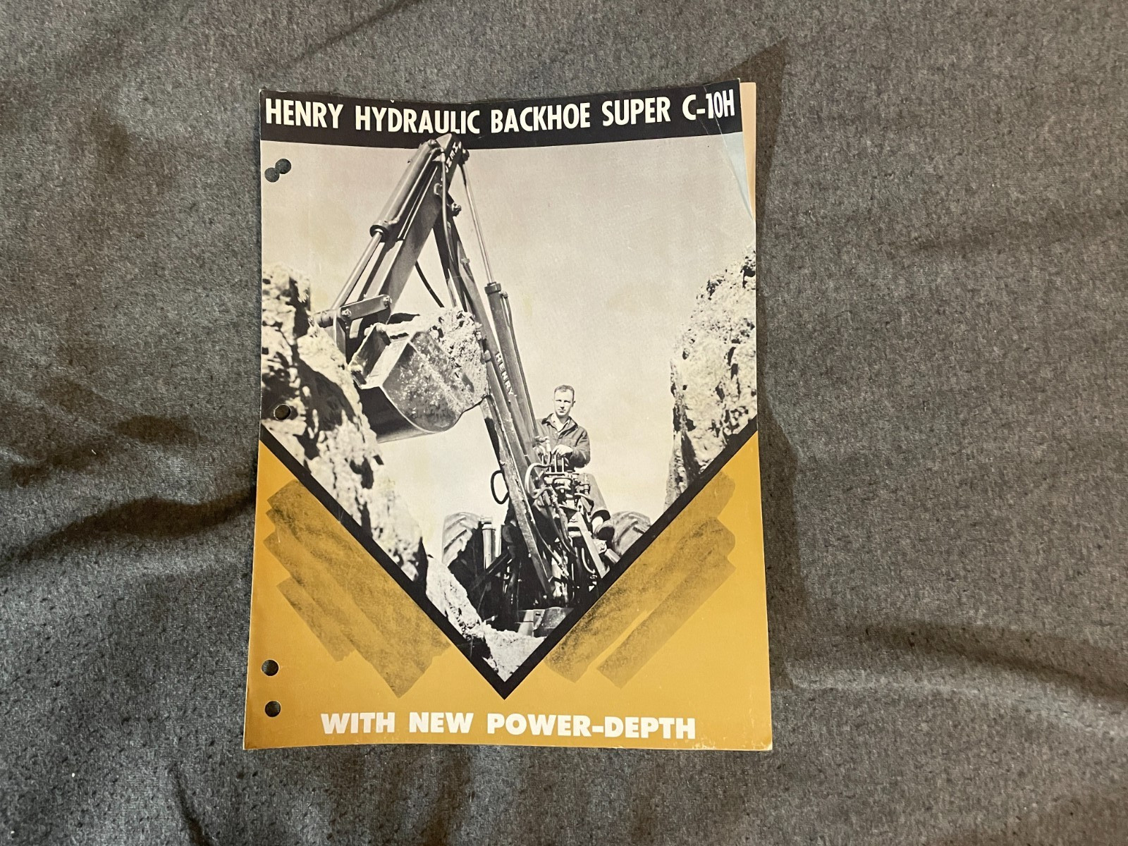 1950&rsquo;s Henry Hydraulic Backhoe Tractors Super C 10H Brochure Vintage 4 Pages