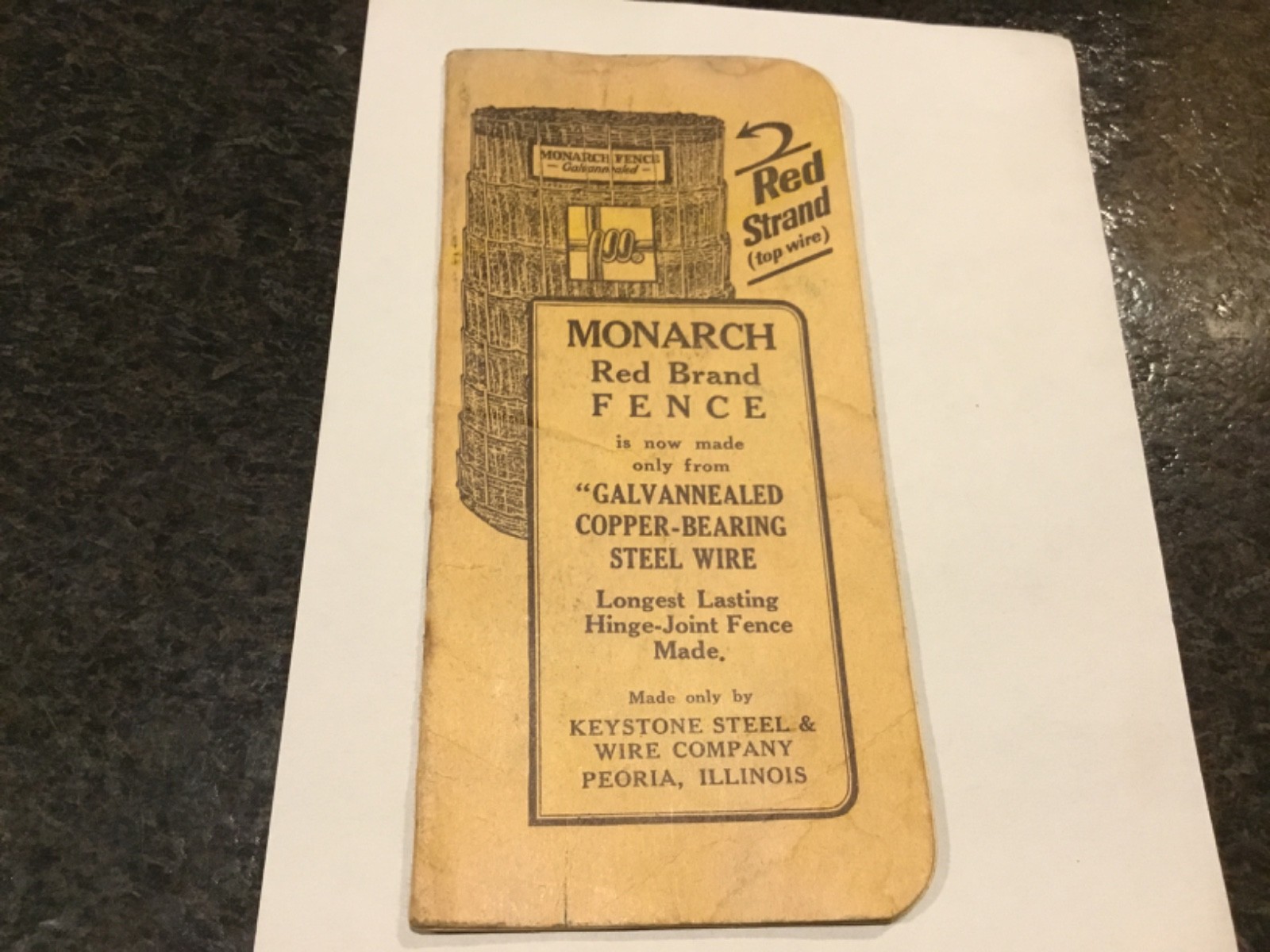 VINTAGE MONARCH RED BRAND FENCING NOTEBOOK SUNSHINE FEED STORE PARIS ILLINOIS