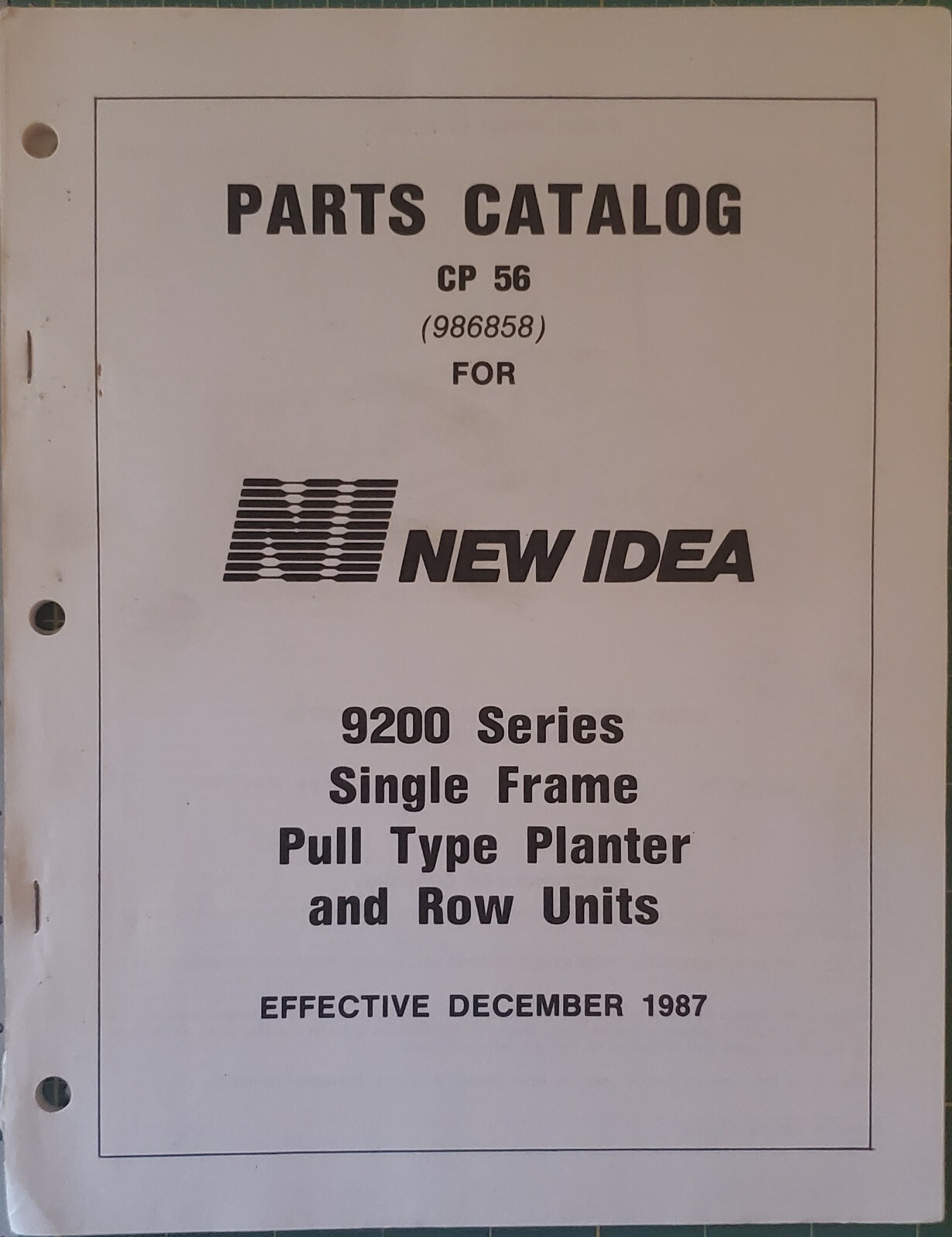 New Idea Parts Catalog for Model 9200 Series Single Frame Planter CP 56
