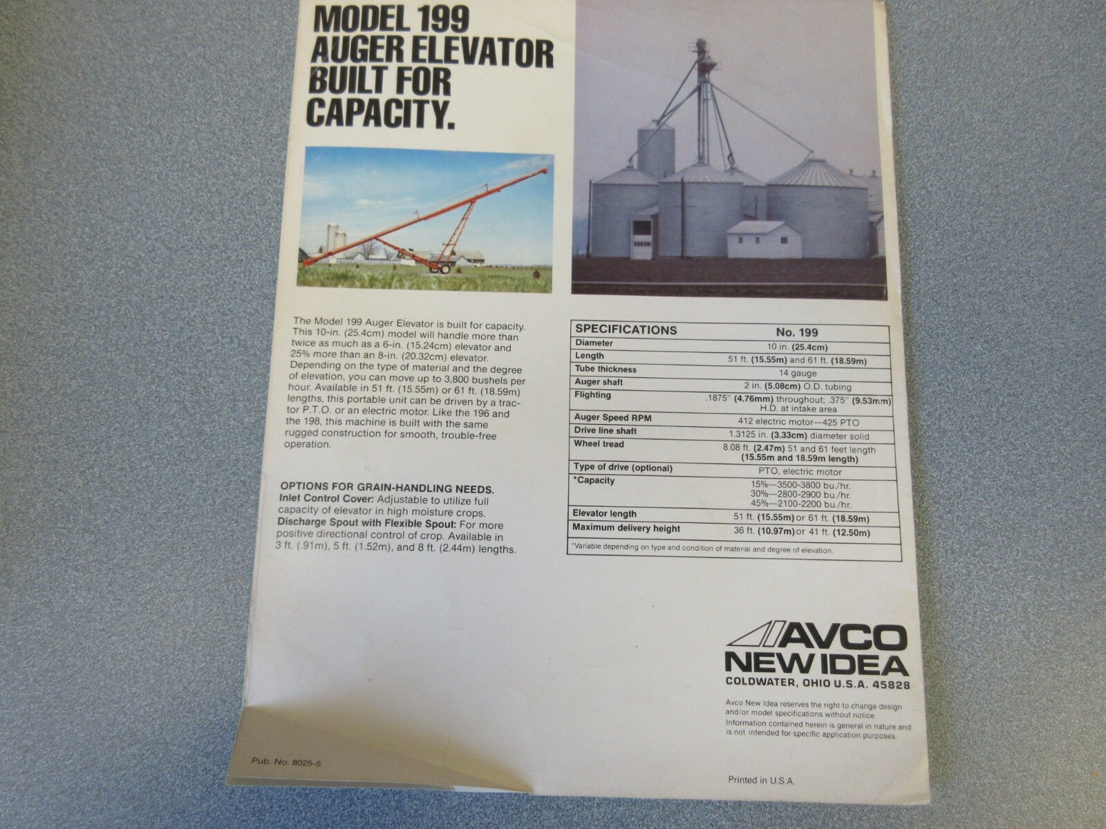 Avco New Idea Auger Elevators Sales Brochure