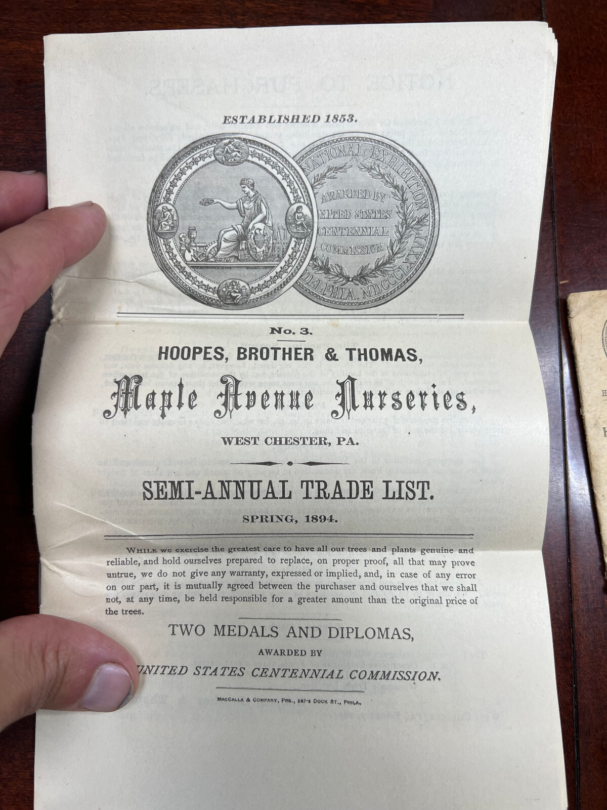 Hoopes Bro & Thomas Maple Ave Nurseries West Chester, Pa Catalogue & Envelope