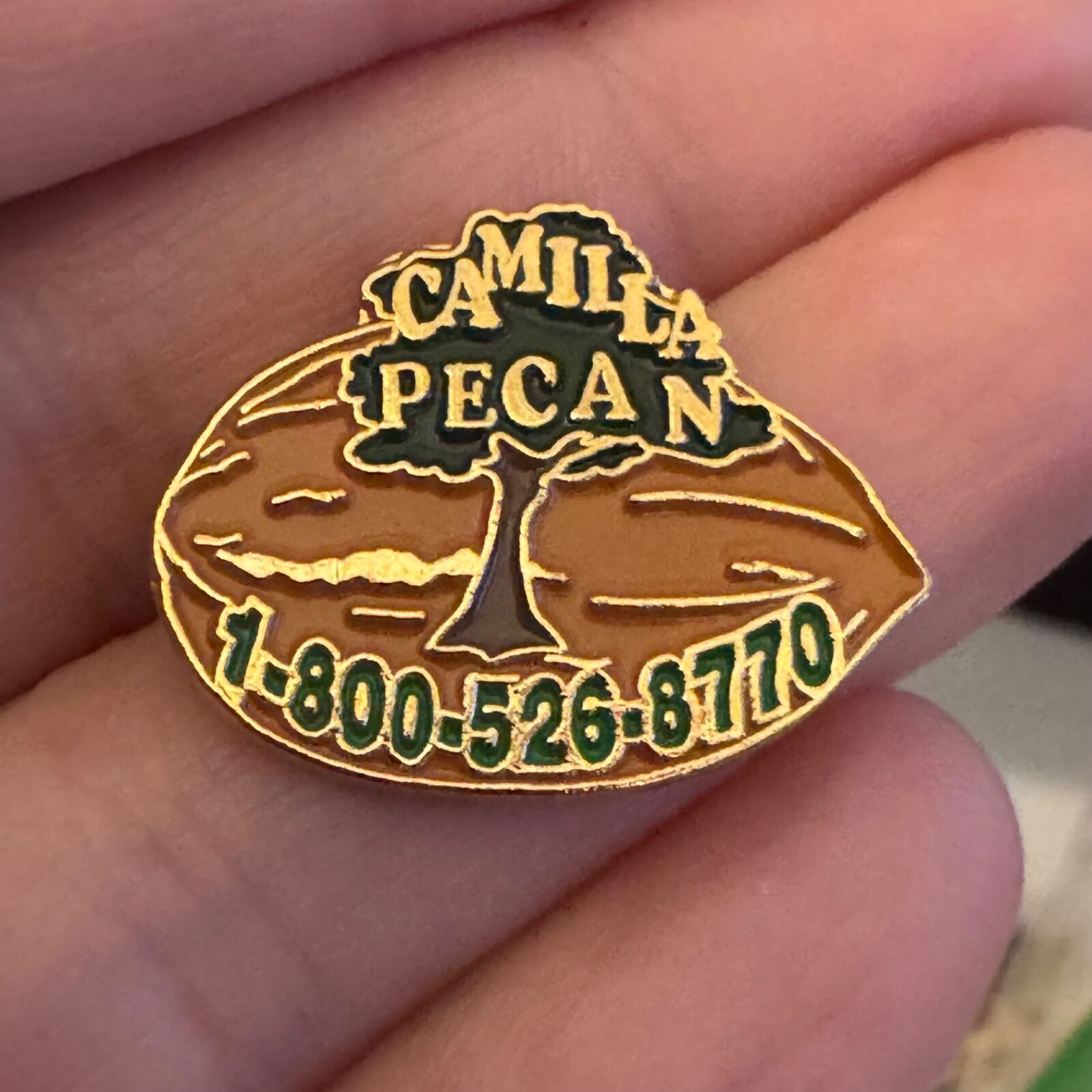 Vintage Camilla Pecan Lapel Pin Enamel