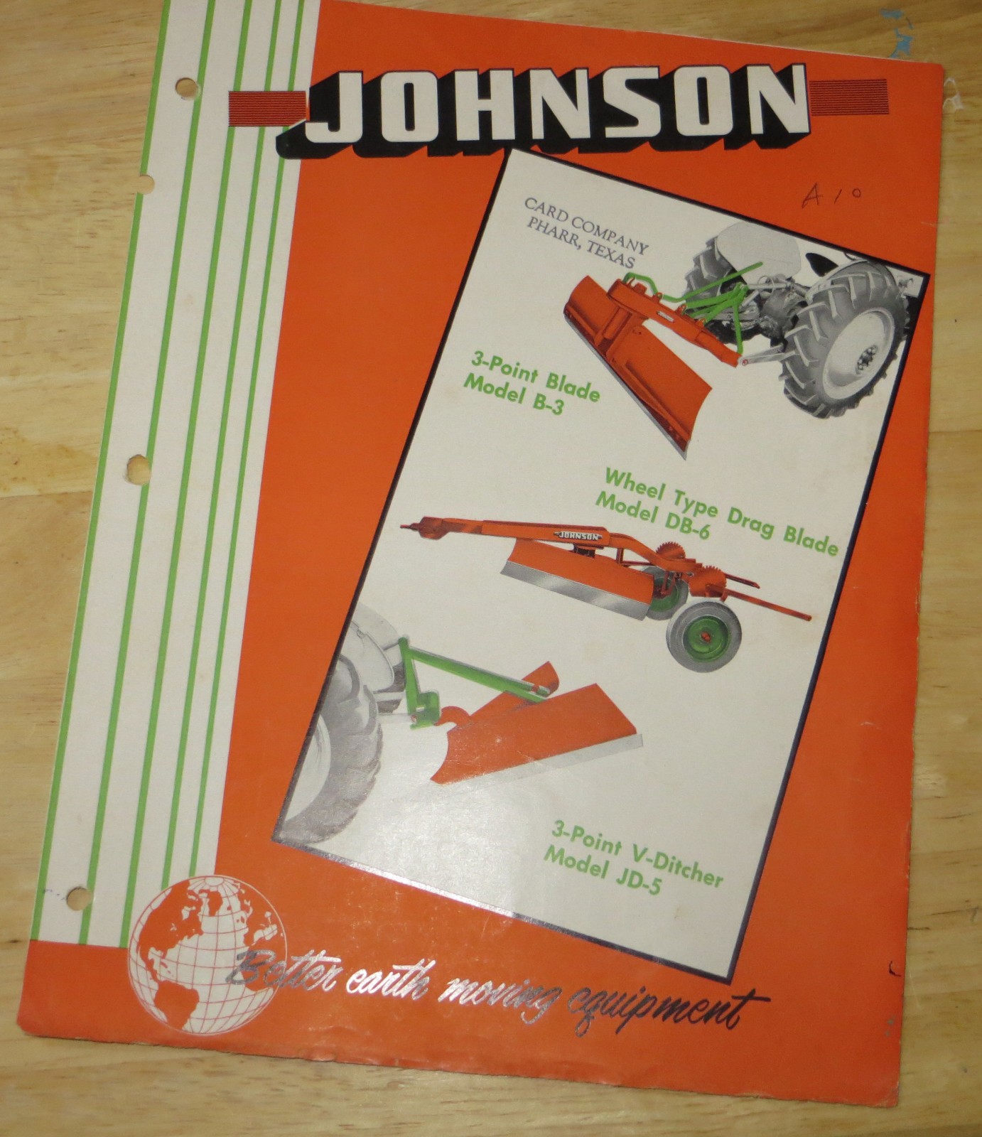 Johnson Farm Tractor Implement Ditcher Blade – Sales Brochure 1940&rsquo;s