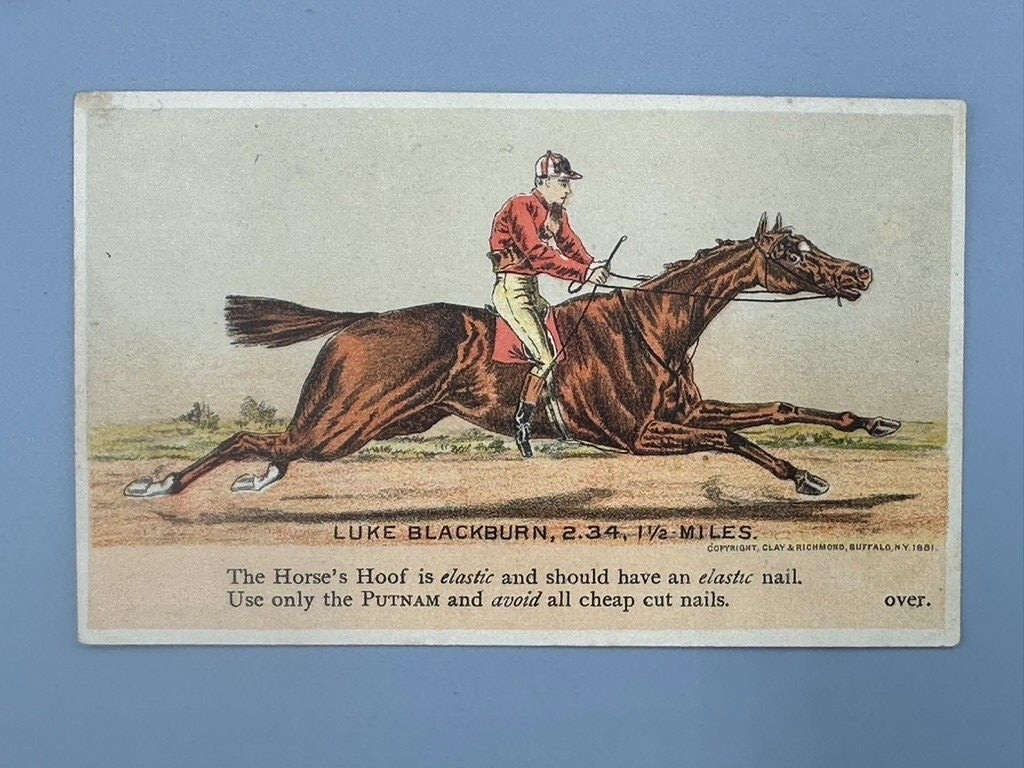 1881 HORSE SHOE Advertising PUTNAM NAIL Racing TRADE CARD