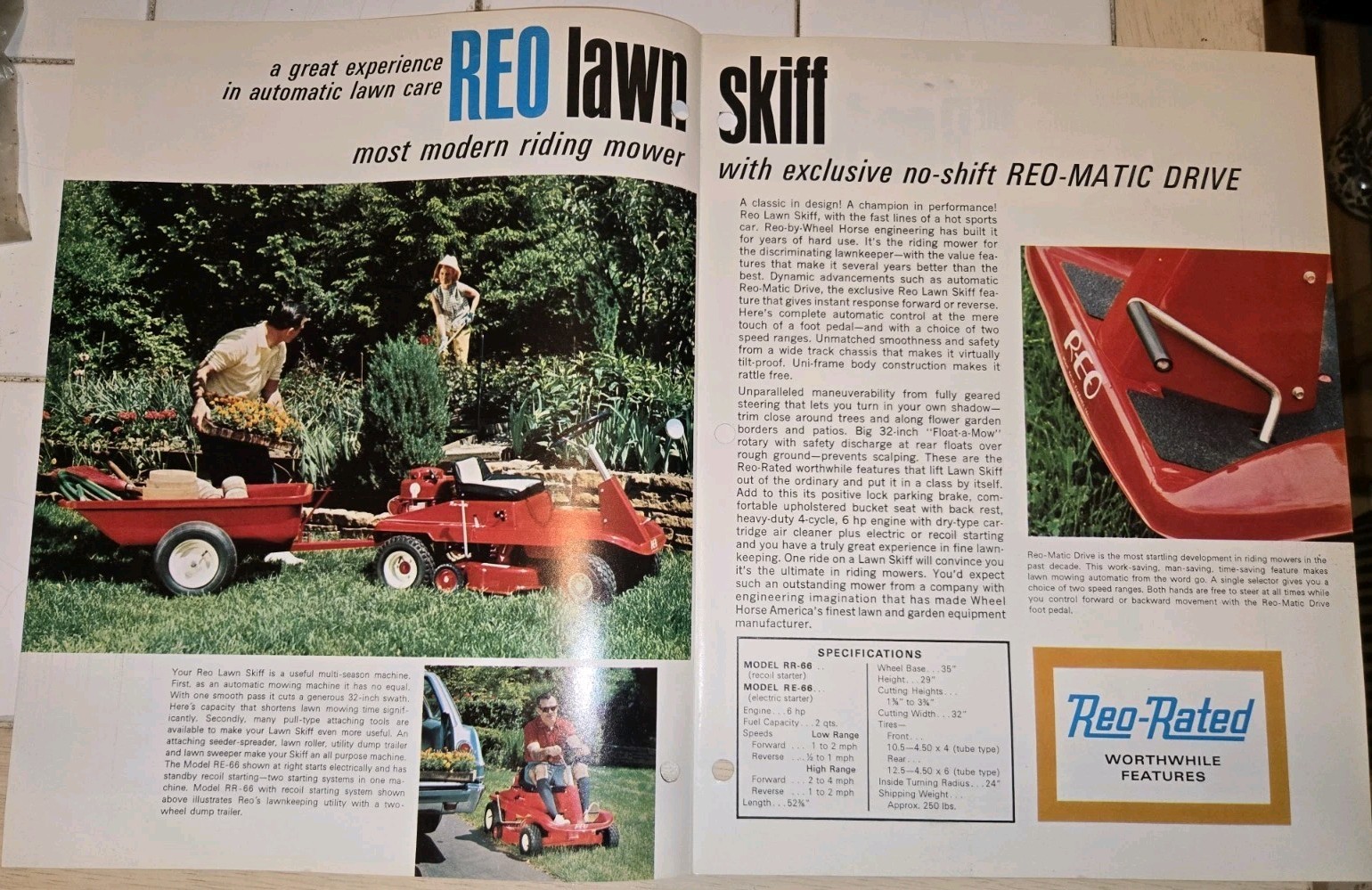 REO WHEEL HORSE DEALER BROCHURE FOR RIDING MOWERS ROTARY MOWERS LAWN SKIFF