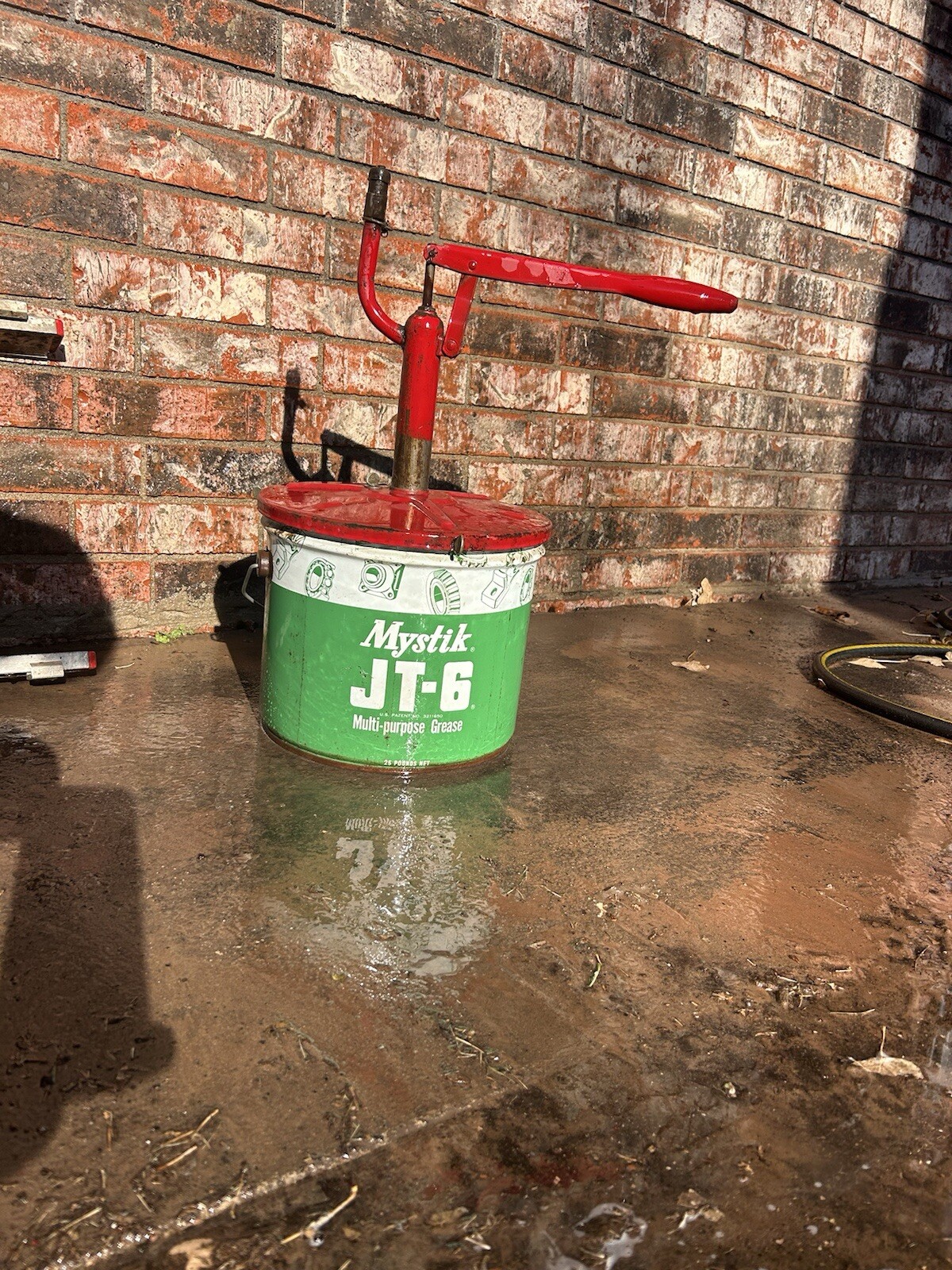 Very Rare JT-6 Mystic 25 POUNDS Grease Can With Rare Grease Dispenser Eames Era