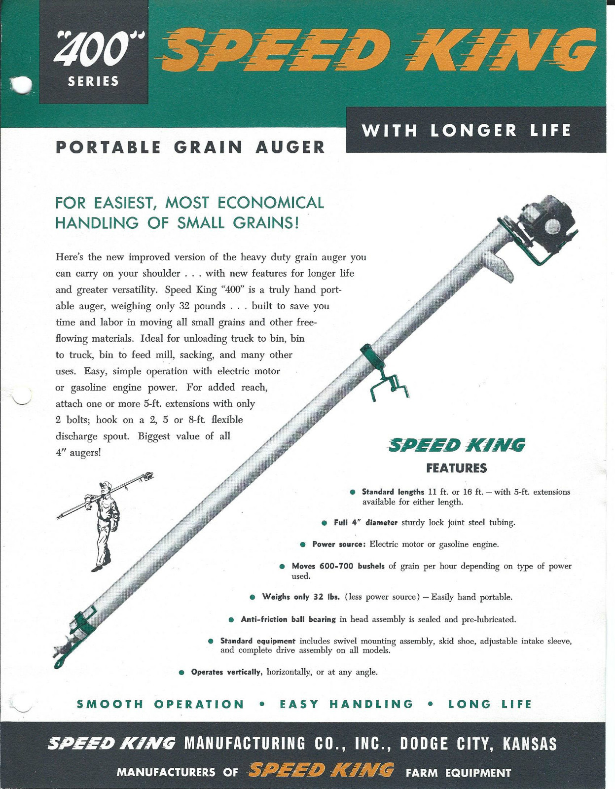 Farm Equipment Brochure – Speed King – 400 series Portable Grain Auger (F4231)