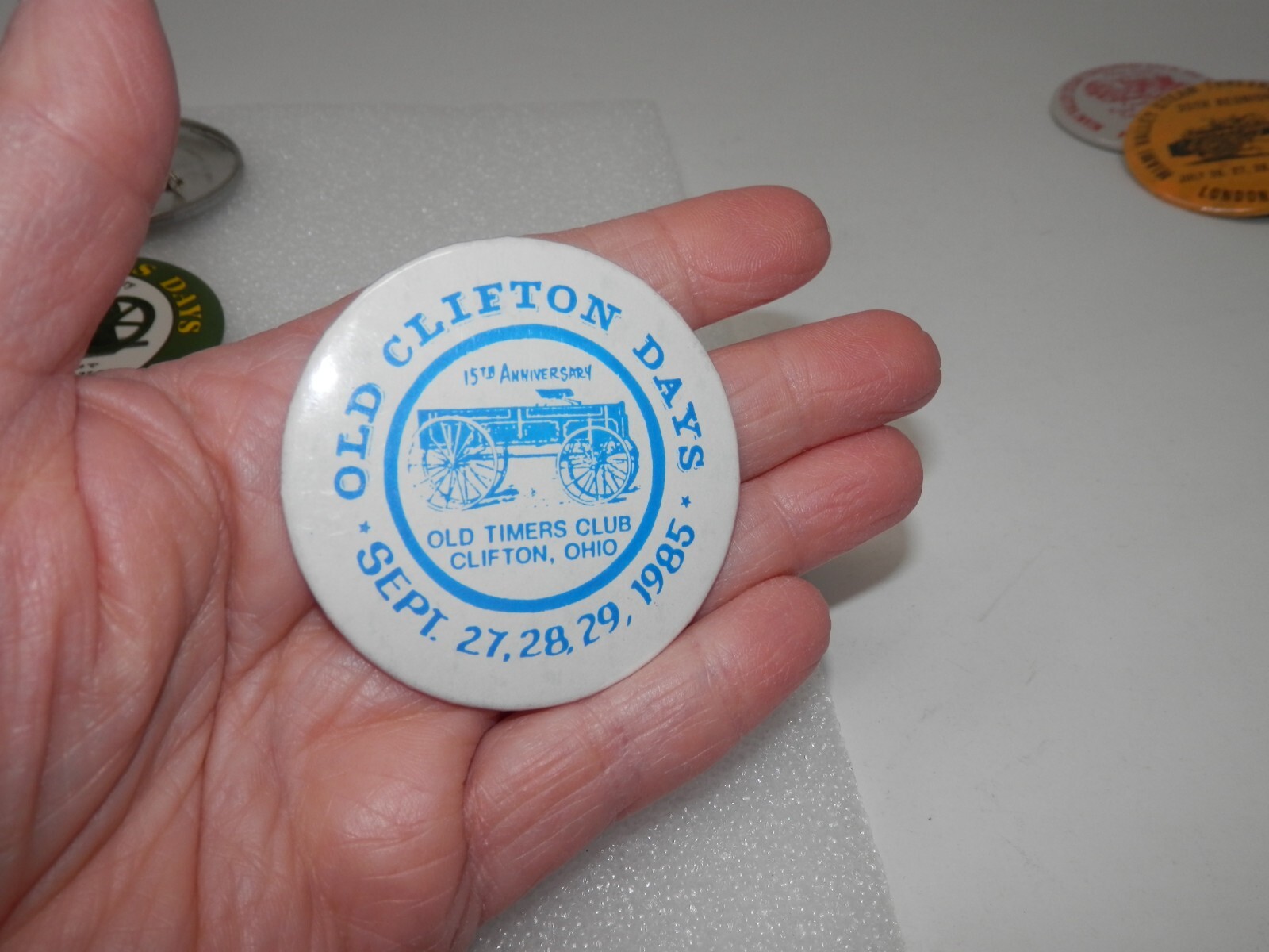 Old Timers Day Steam Threshers Tractor Button Lot – Xenia Eaton Ohio Pin Pinback