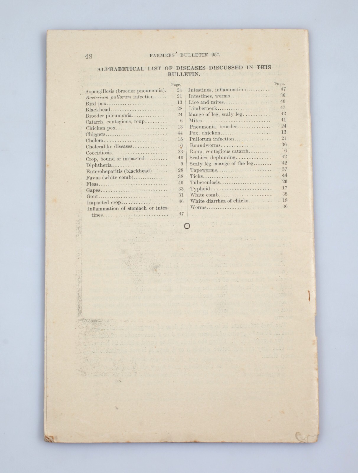 Vintage 1918 USDA Farmer&rsquo;s Bulletin Important Poultry Diseases Booklet Chickens