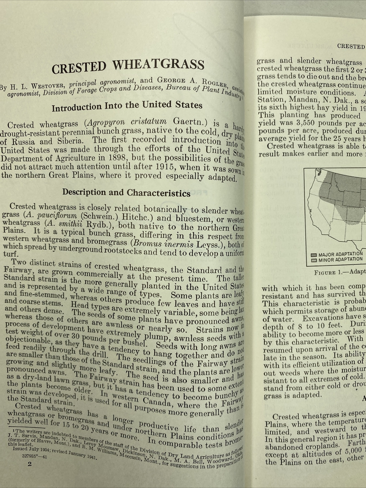 1941 USDA Farmers&rsquo; Bulletin No. 104 Crested wheat grass