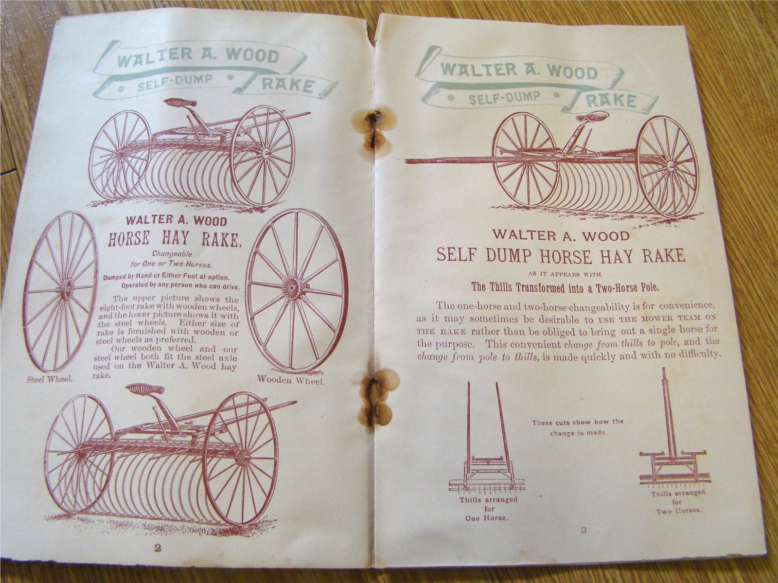1800&rsquo;s Wood Horse Drawn Hay Rake Catalog Antique Farm Implement old farming