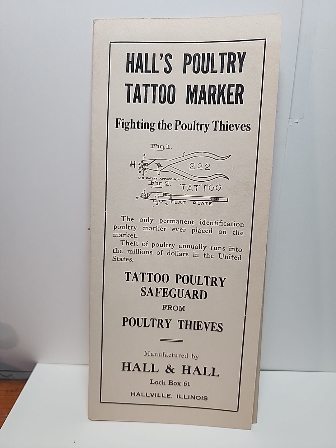 1930&rsquo;s Hall&rsquo;s Poultry Tattoo Marker Advertising Brochure + Insert RRP 774