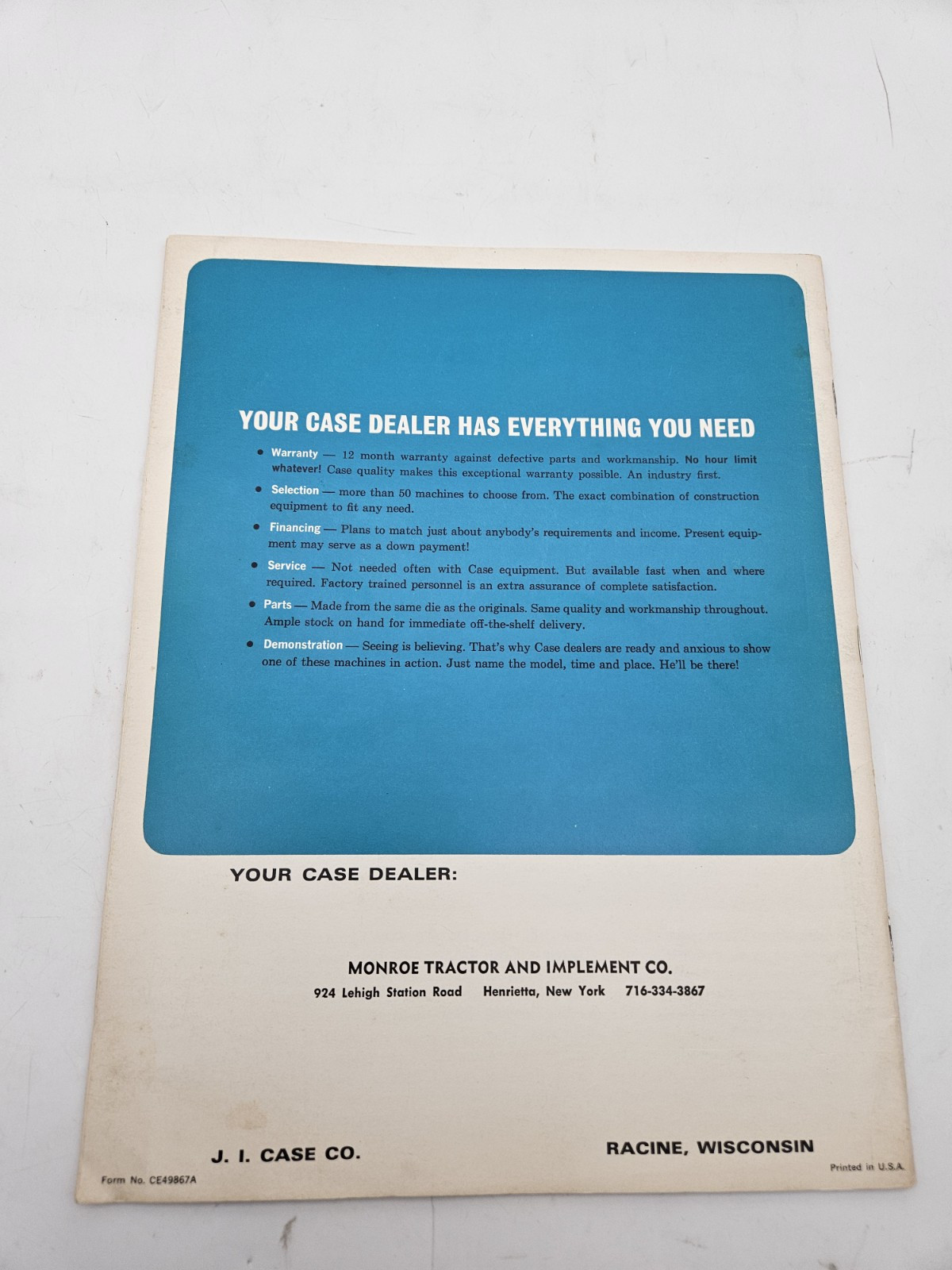 Case Construction Equipment Sales Brochure Manual Dozers Loader Tractors