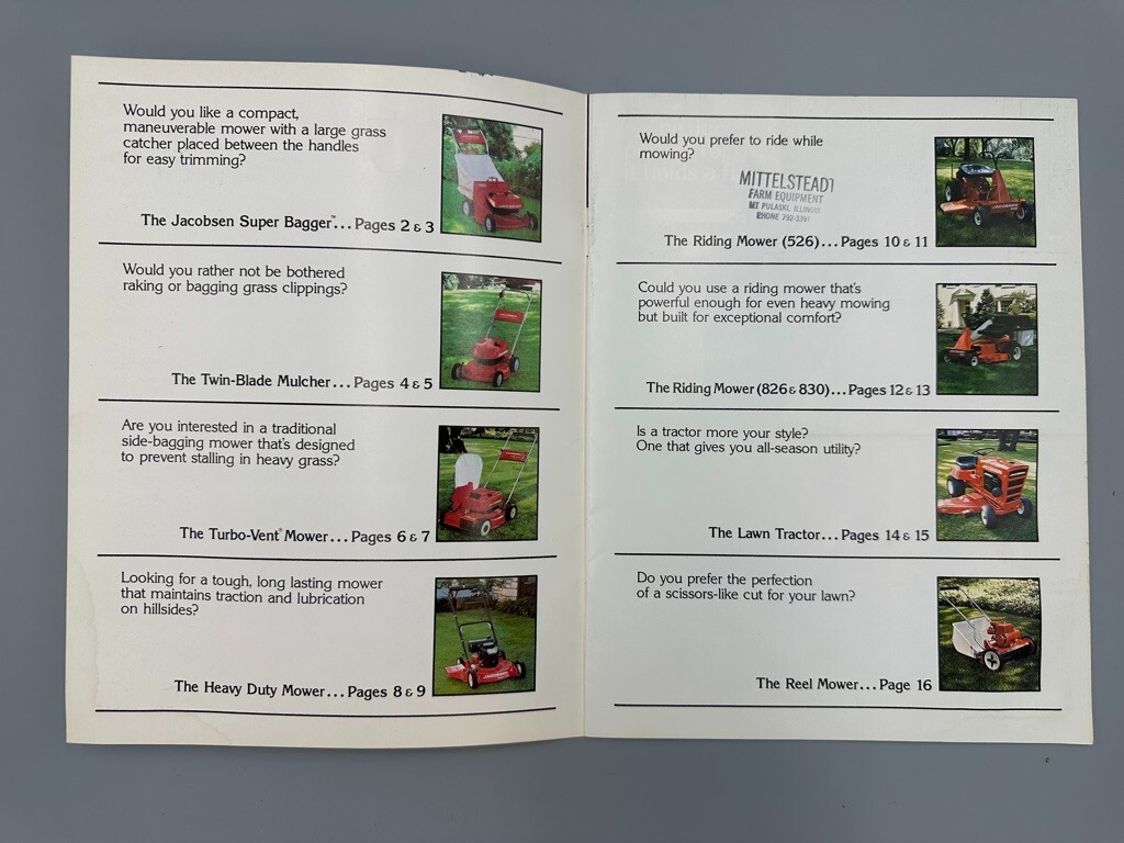 1977 JACOBSEN LAWN TRACTORS Riding Mower Advertising Catalog Vintage