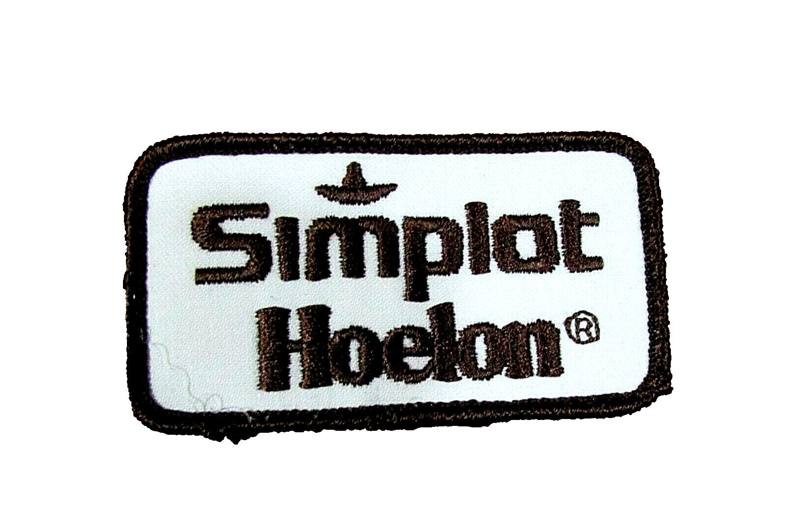 Vintage 80s Simplot Hoelon Fertilizer White Rectangle Embroidered Farm Hat Patch