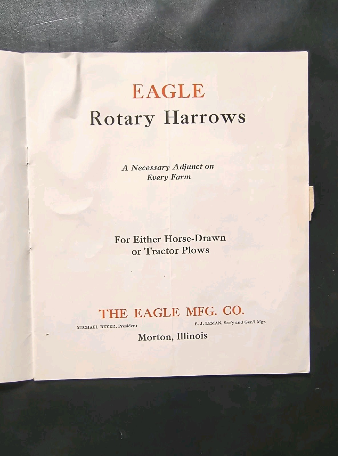 1920 Eagle Mfg. Rotary Harrow Dealer Advertising Brochure Lot Farming Ad Ill
