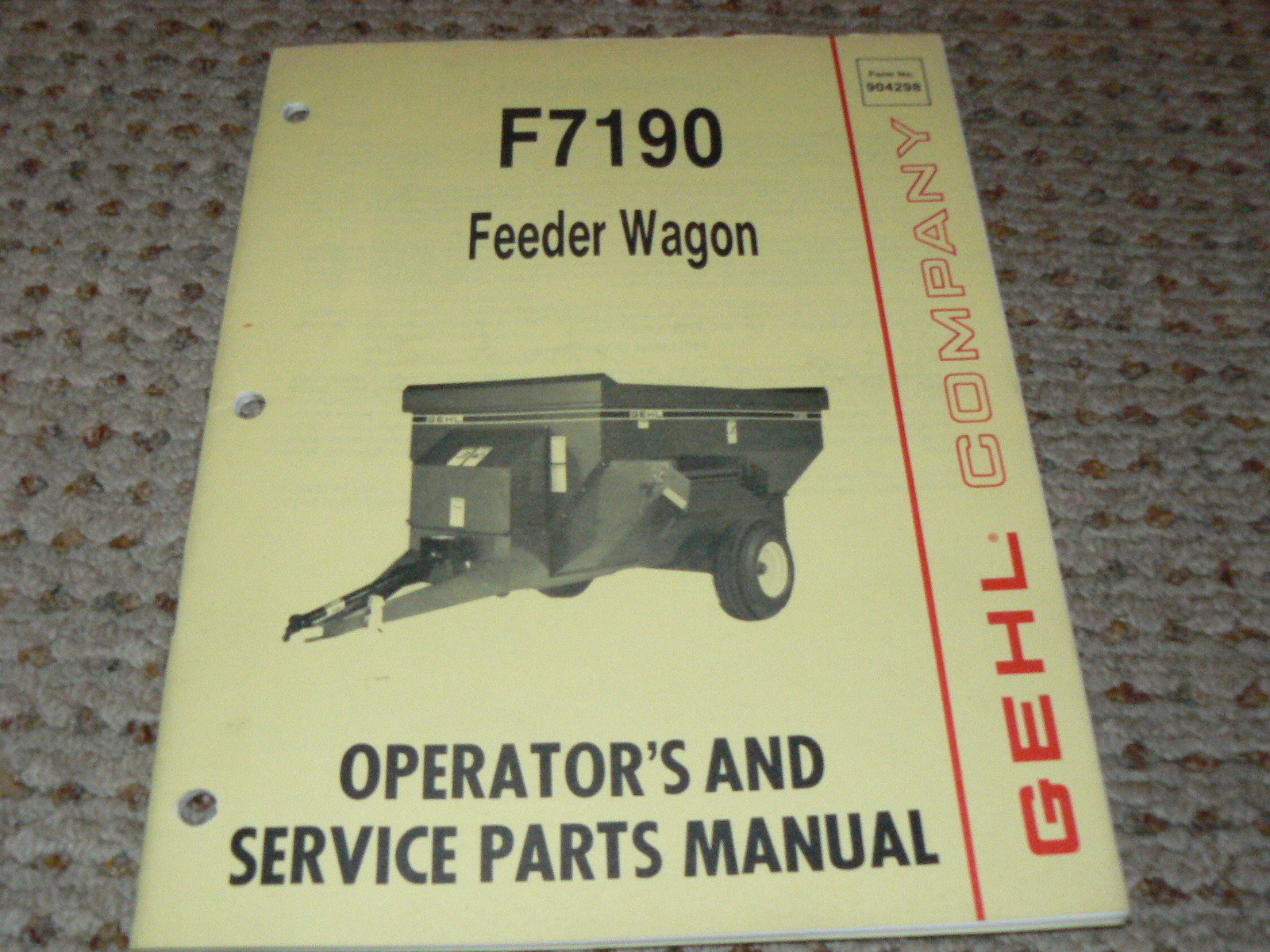 Gehl F7190 Feeder Wagon Dealer&rsquo;s Parts Book