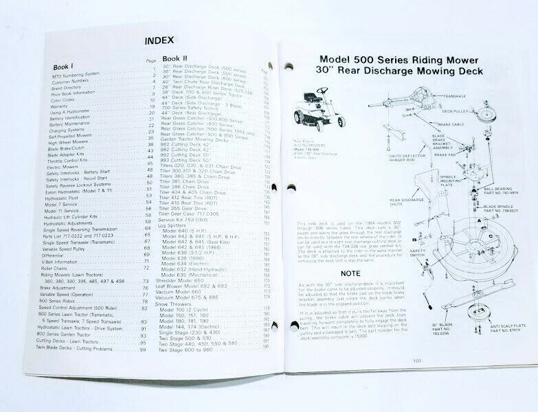 2 x 1986 MTD Products Inc. Service School Text Manuals Books 1 & 2