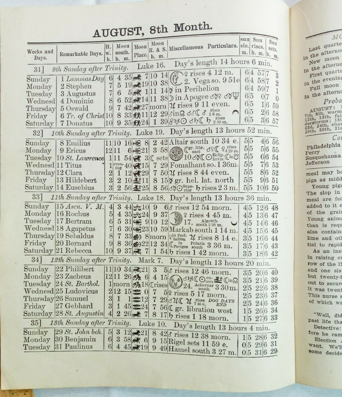 Vintage 1915 John Bear Baer&rsquo;s Agricultural Almanac Lancaster PA Antique Farmers