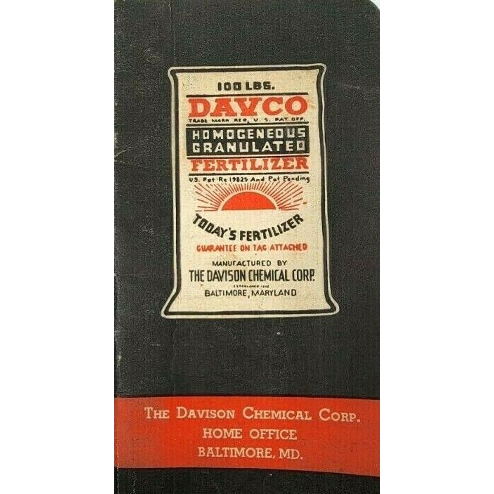 1937 Davco Fertilizer Advertising Notebook Memo Pad Baltimore, Md. Free Shipping