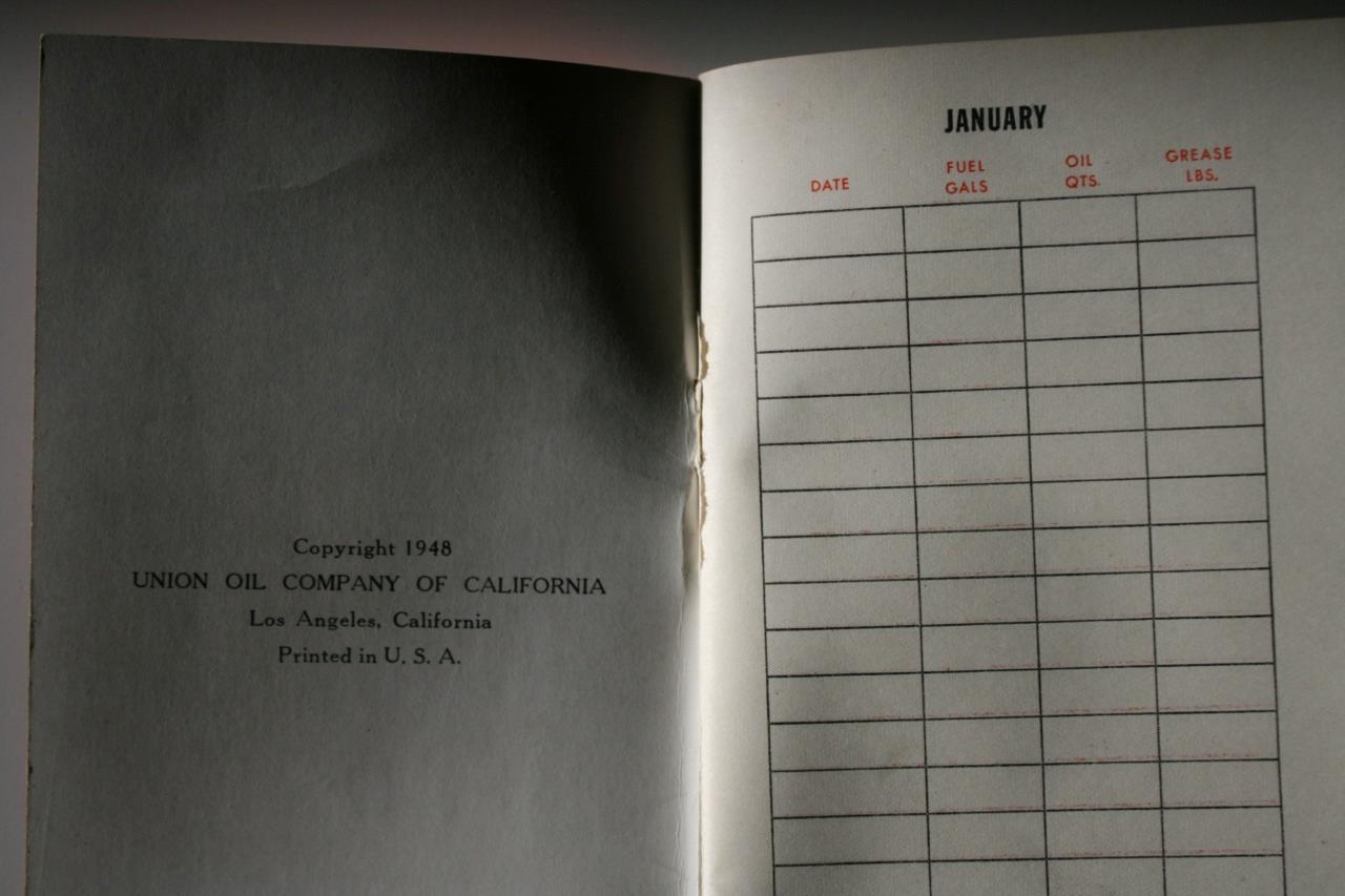 Tractor Farm Advertising 1948 UNION OIL CO. Record Book Pocket Triton 76