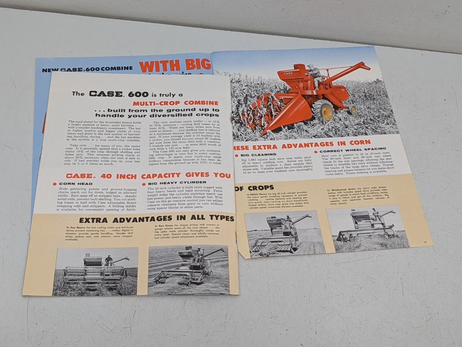 Vintage Case Tractor 600 Combine Dealer Brochure Advertising Book Manual