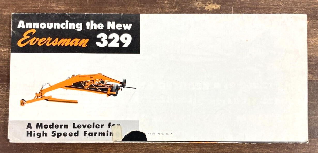 Eversman 329 Land Leveler Scraper 1960s Foldout Sales Brochure Tractor Implement