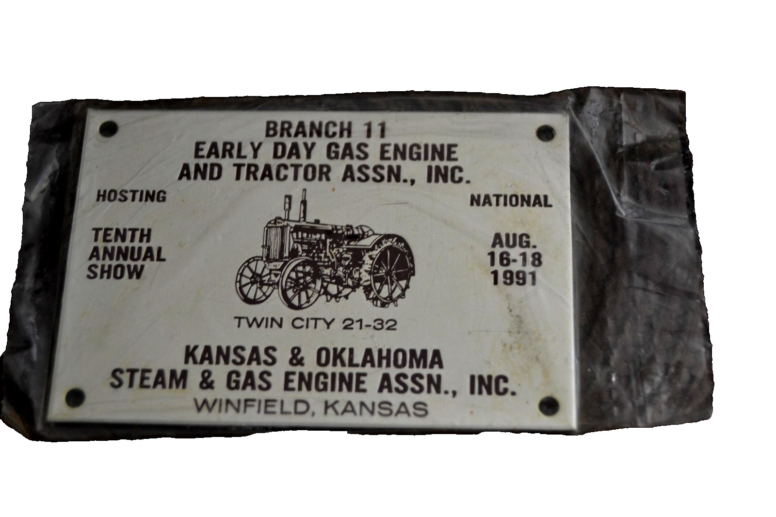Antique Case Tractor Show Metal Badge Plaque 1991 KANSAS Branch 11 NIP