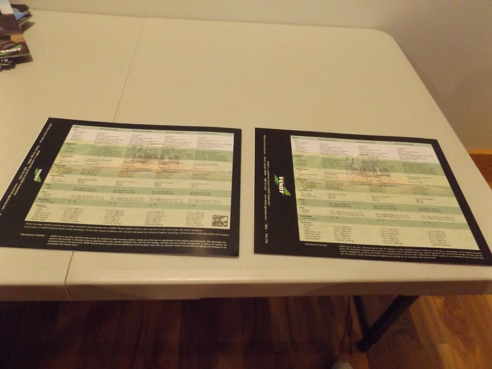 2-pc. FENDT 900 SERIES REVERSE STATION , LIT # FT01770 (08)5, FT02235 (04)10