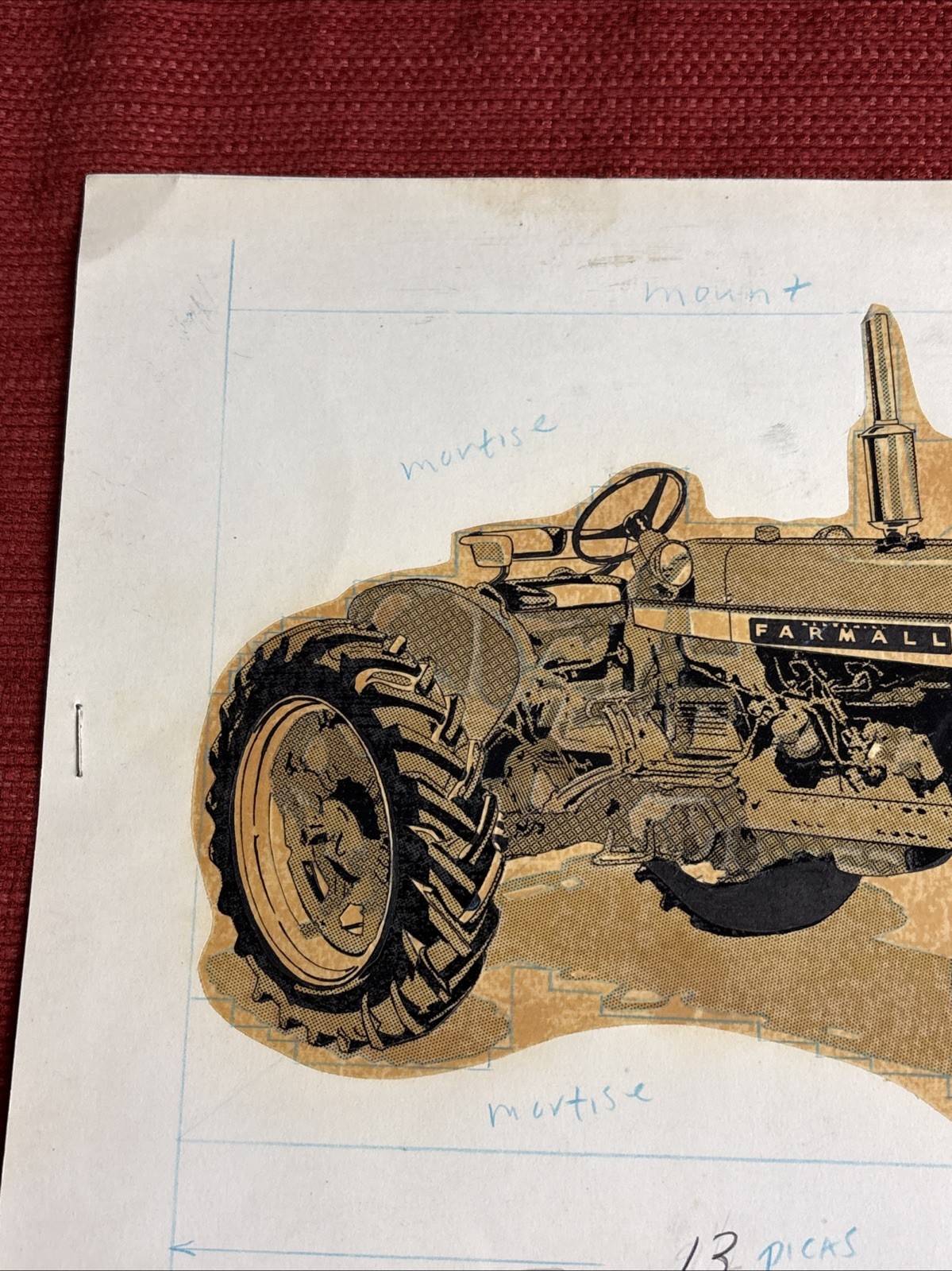 Vintage 1962 Farmall 504 Tractor Advertising Mock Up Art For Newspaper
