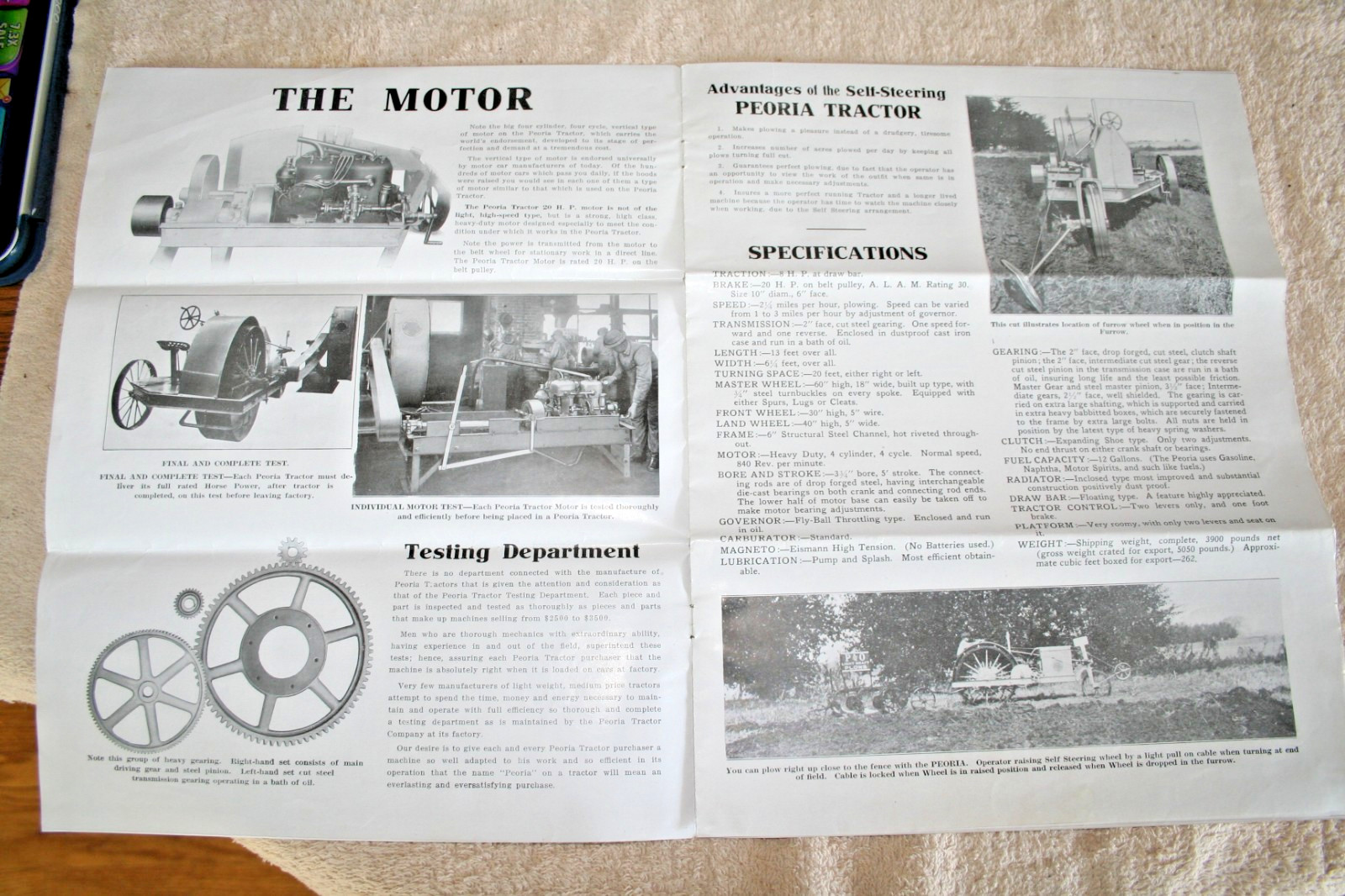 PEORIA TRACTOR CO. BROCHURE 1916