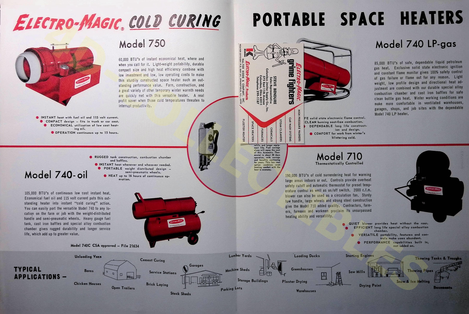 Vintage Farm Brochure Electro-Magic Portable Space Heaters 1960s