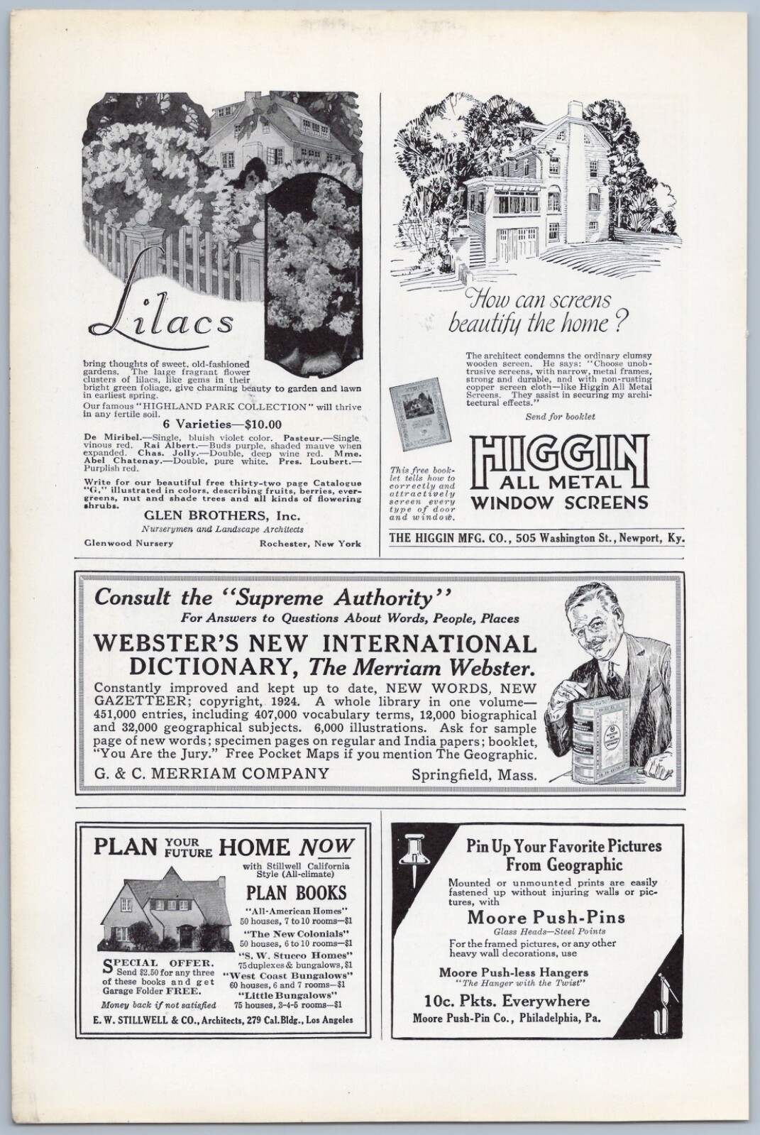 1925 Glen Brothers Nursery Vintage Ad Landscape Architects Rochester NY Plants