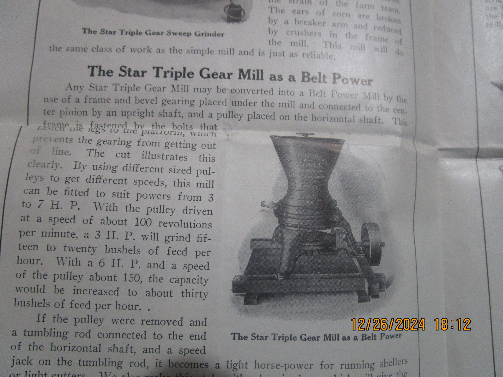 NEW LEXINGTON OHIO, The Star Manufacturing Co. Advertising Feed Grinders c1910