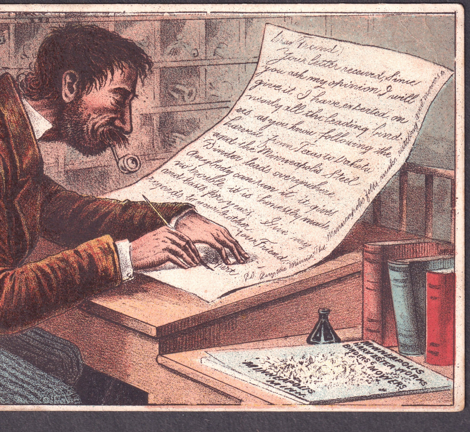Antique Minneapolis Steel Binder 1880&rsquo;s Minnie Farm Poem Advertising Trade Card