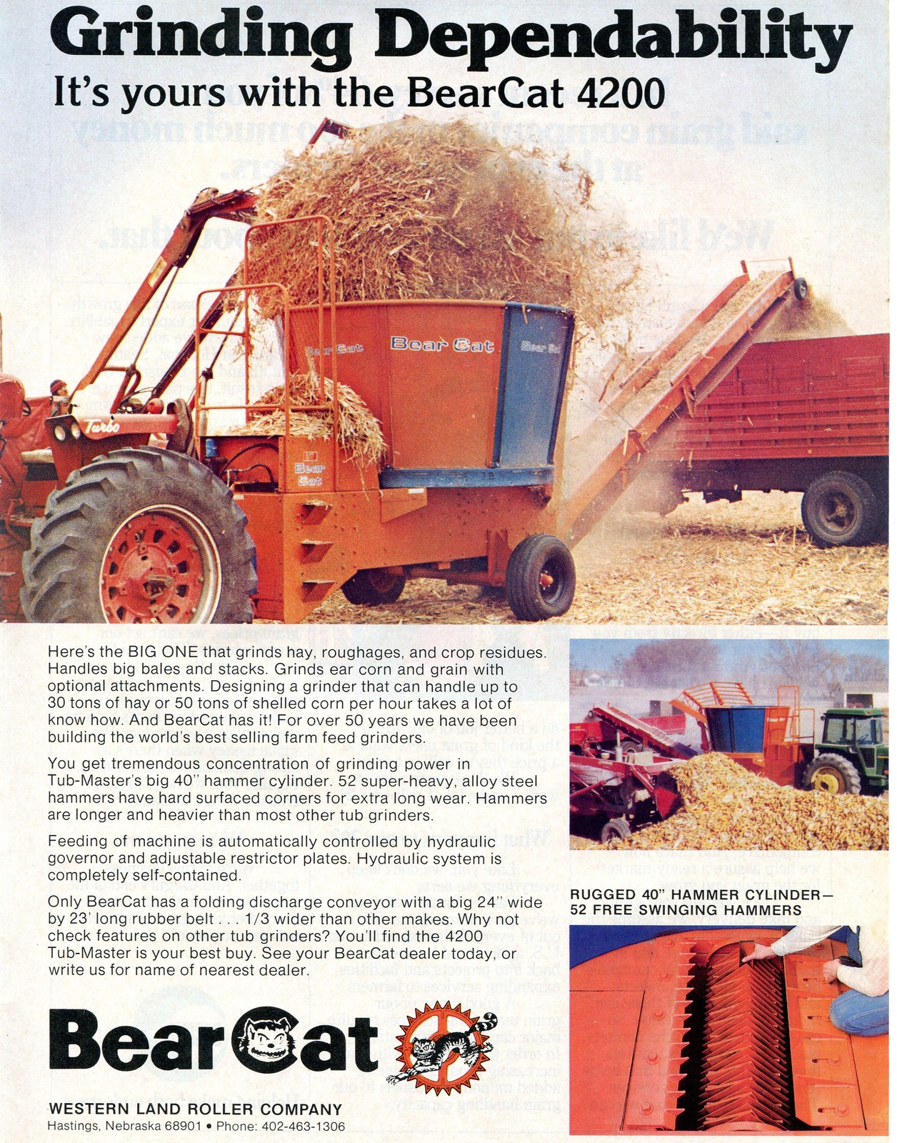1978 Print Ad of Bear Cat 4200 Tub Master Hay Grinder Western Land Roller Co