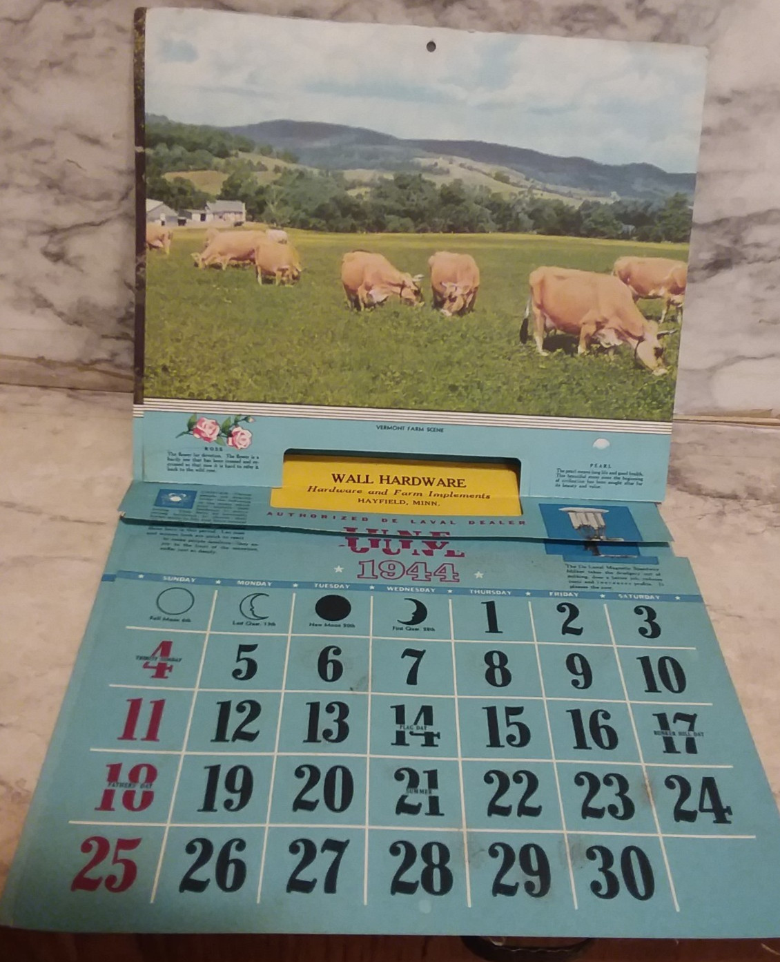 3 Vntg DE LAVAL Cream Separators Graphic Farm Ad WALL Calendars 1943, 1944, 1946