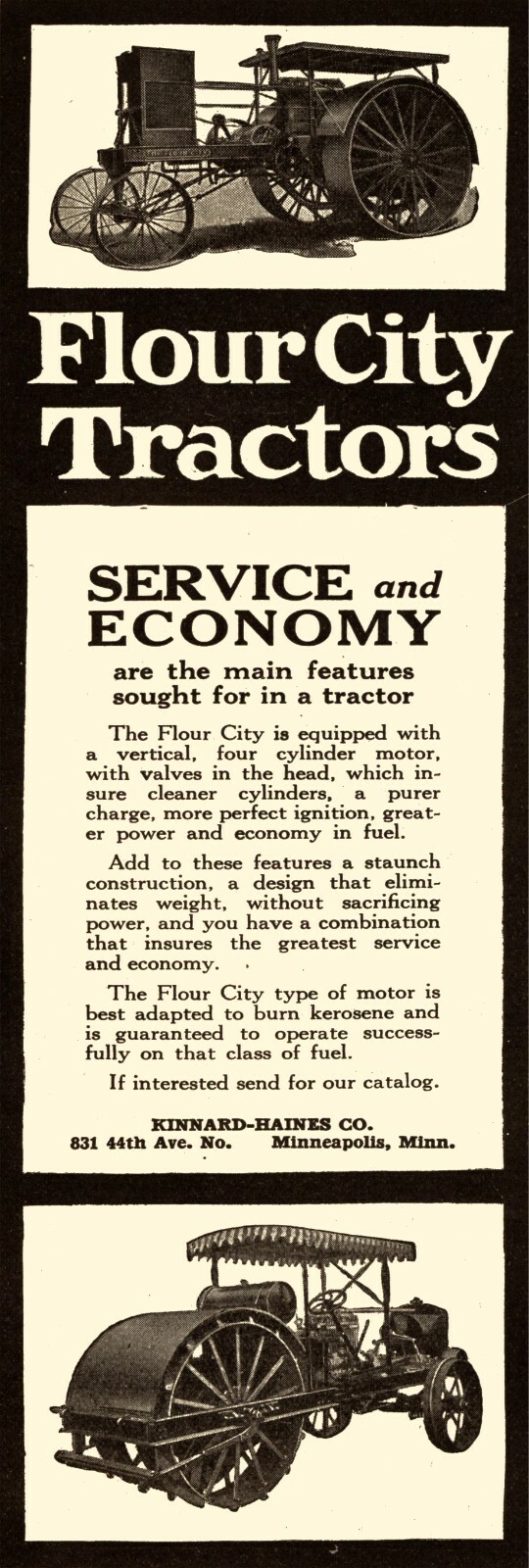 Flour City Tractors Kinnard Haines Sign, 12&Prime; x 36&Prime; USA STEEL XL Size – 4 POUNDS