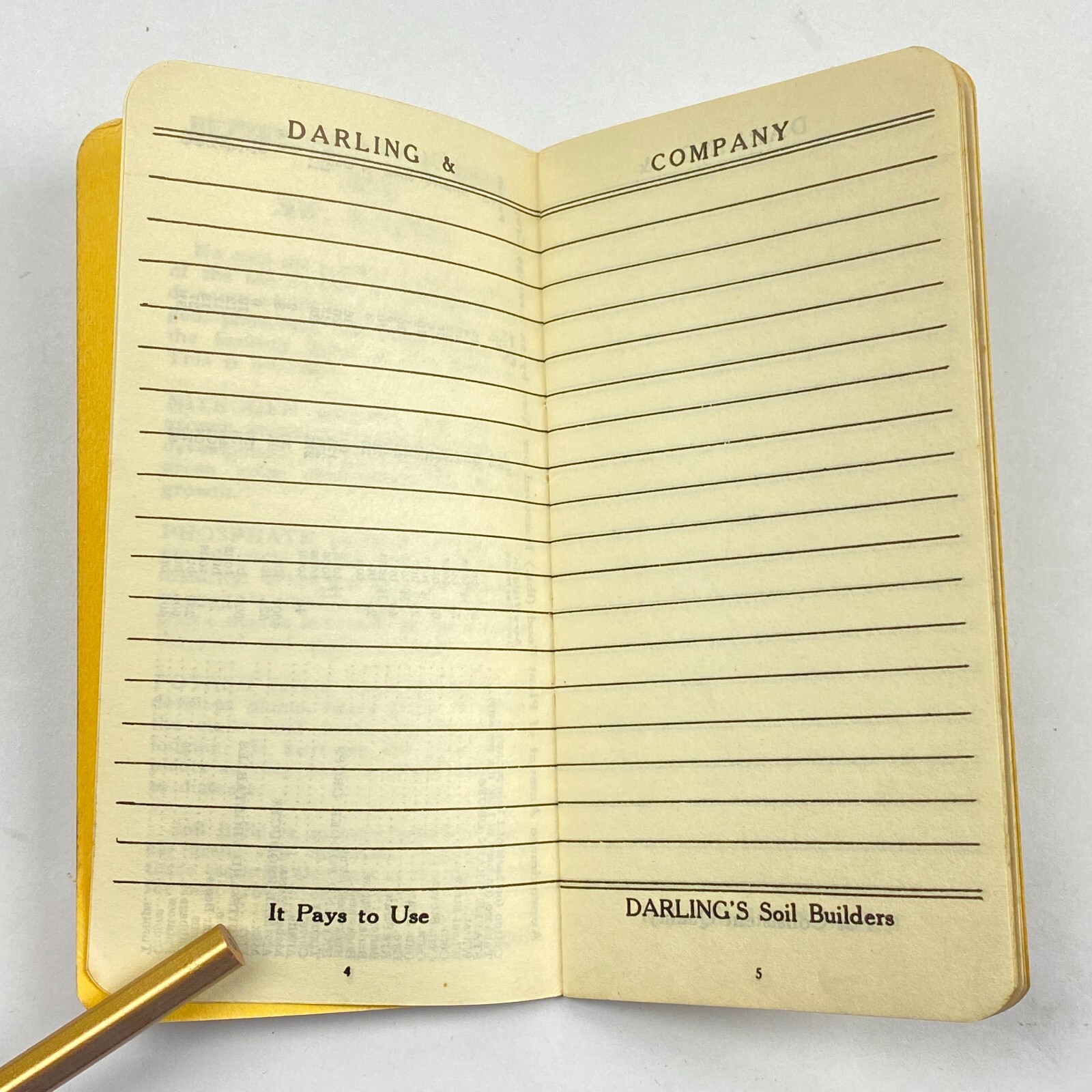 1939 Darling&rsquo;s Soil Builders Note Pad Pocket Calendar Memo Fertilizer US Vintage