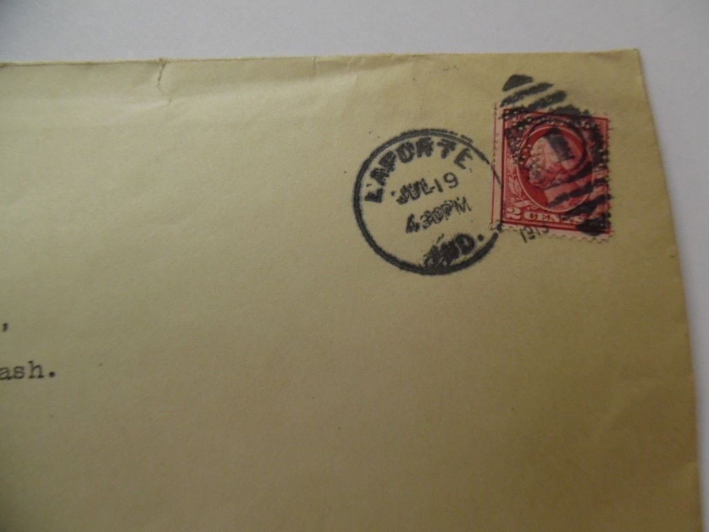 1913 RUMELY PRODUCTS CO. Illustrated Envelope Advertising Cover La Porte Antique