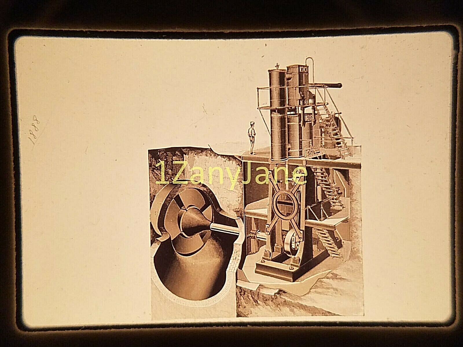 AC0107 35mm Slide of an ALLIS CHALMERS MEDIA WORLD&rsquo;S FAIR 1888 UNDERGROUND DRILL