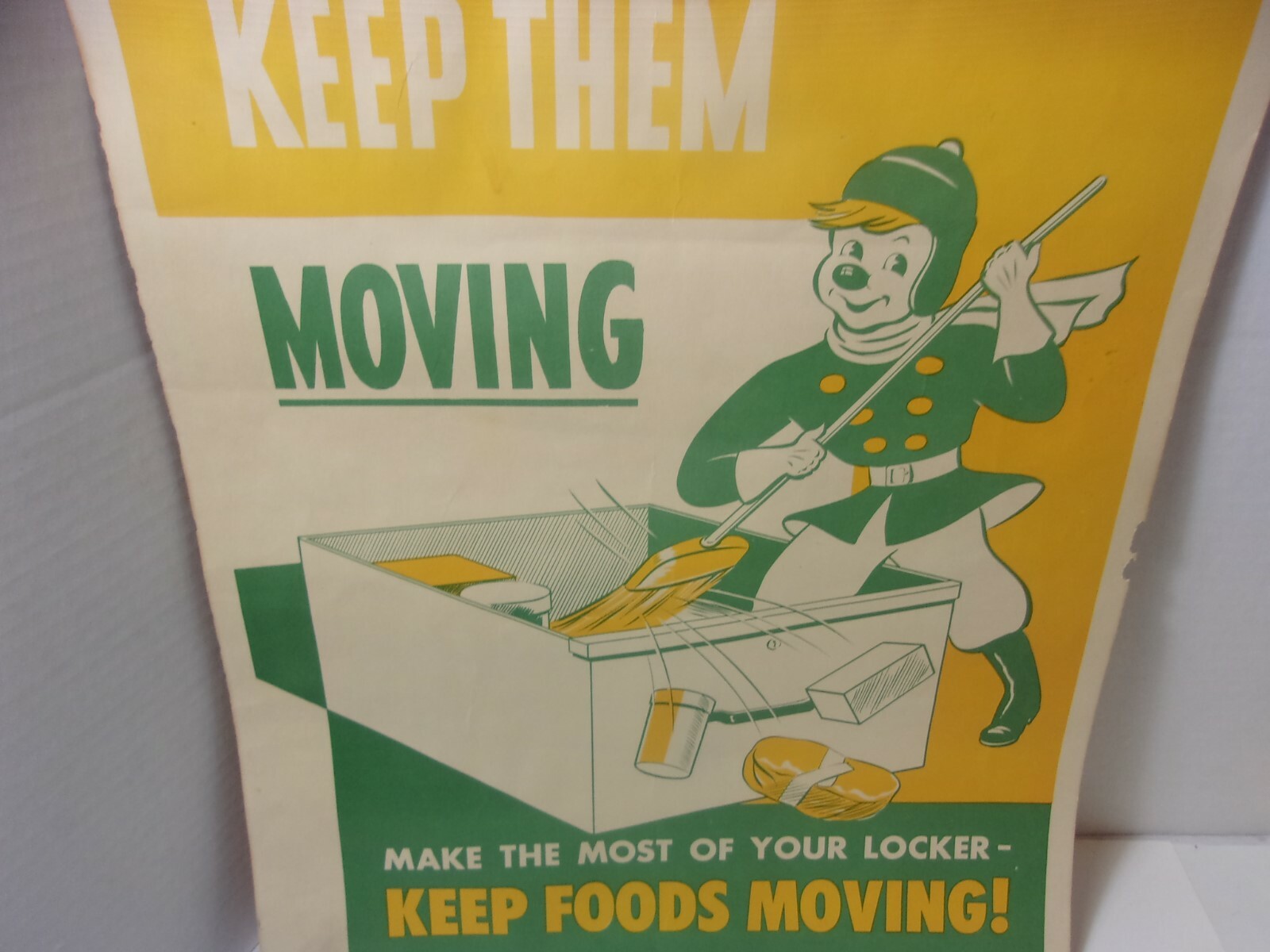 1950&rsquo;s Vintage Meat Locker Butcher Shop Ad Farm Cattle Beef Paper Sign Poster