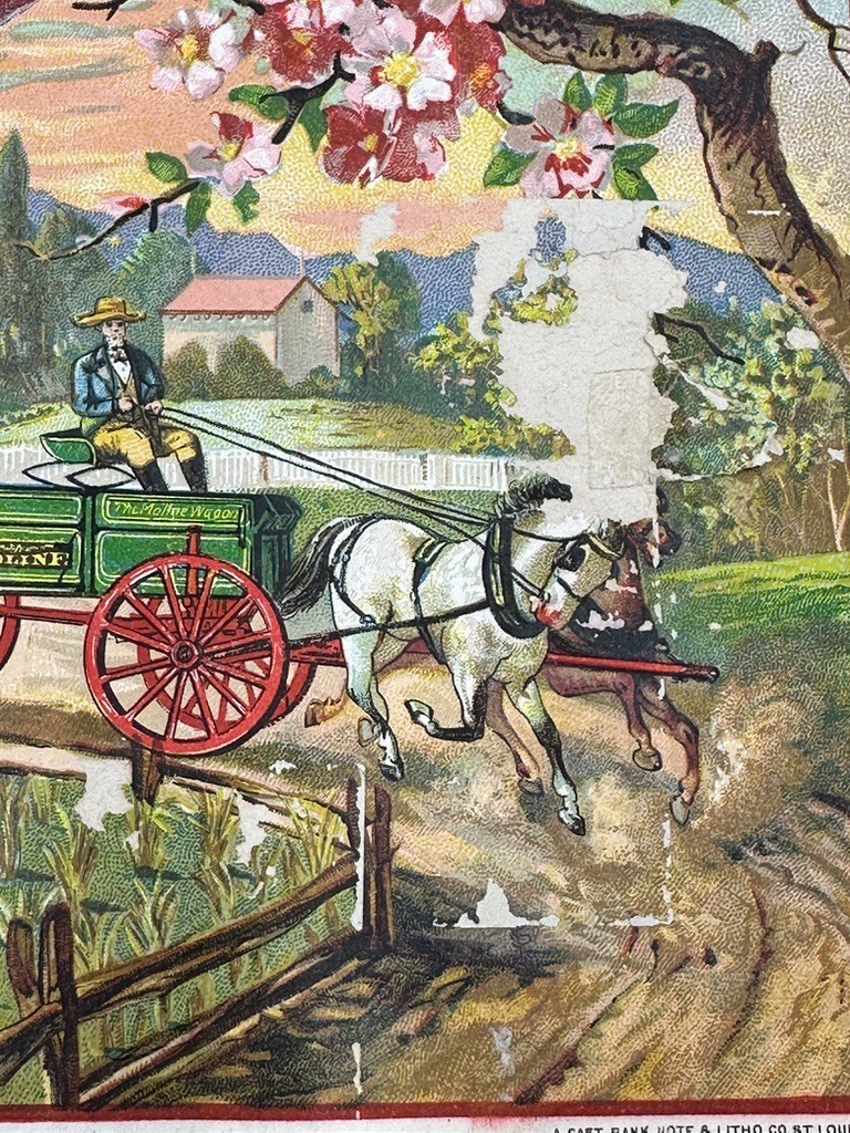 1880s MOLINE WAGON Co FARM Advertising PRINT Trade Card Era Victorian Fairy